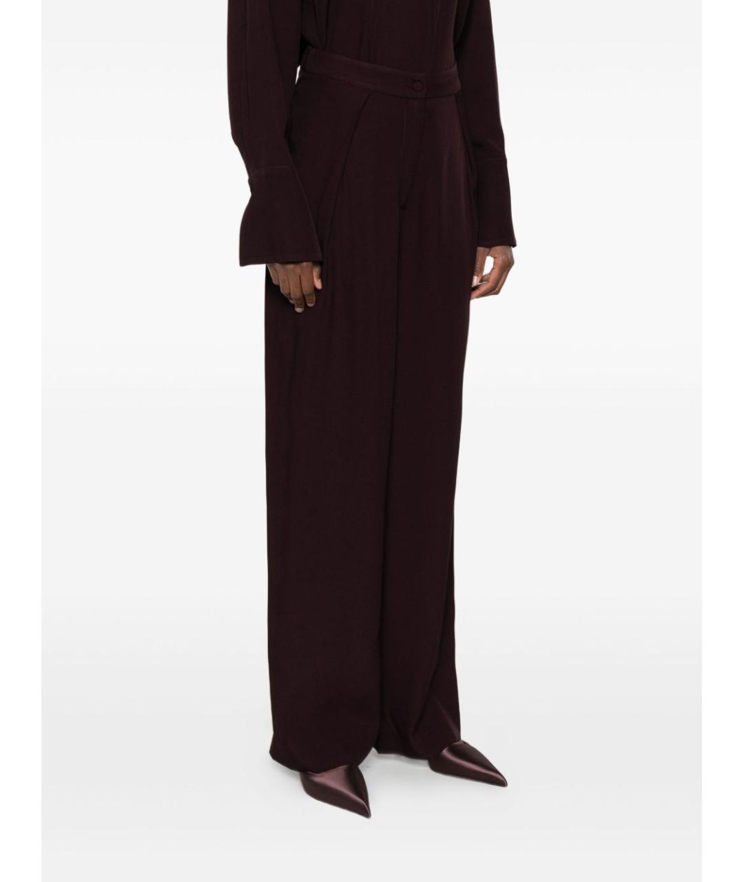 RAQUEL DINIZ Бордовые ацетатные прямые брюки, фото 3