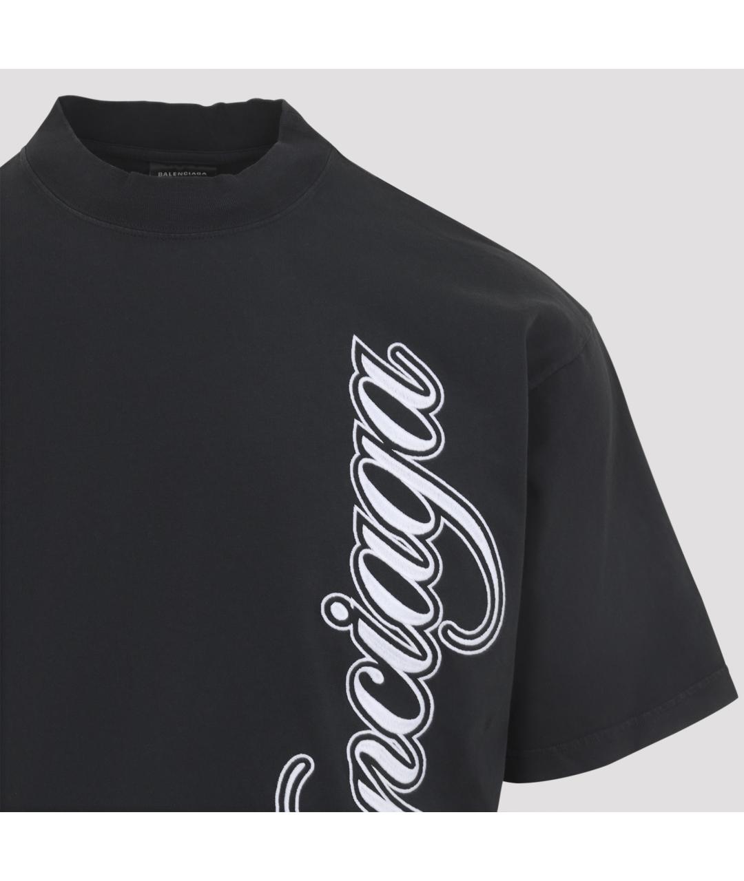 BALENCIAGA Черная хлопковая футболка, фото 5