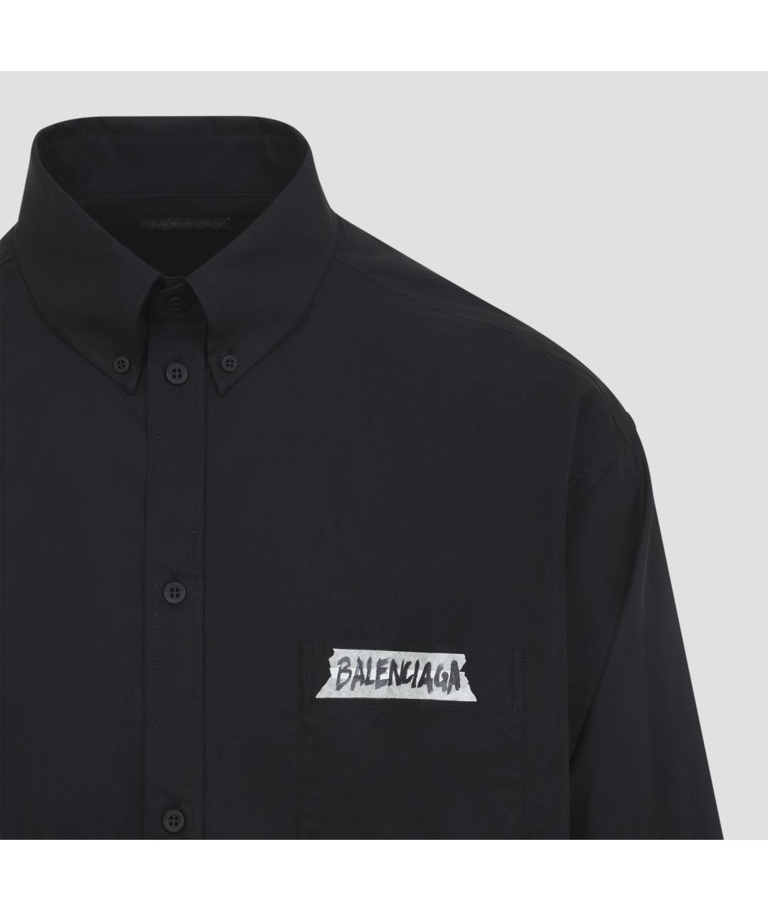 BALENCIAGA Черная хлопковая кэжуал рубашка, фото 5