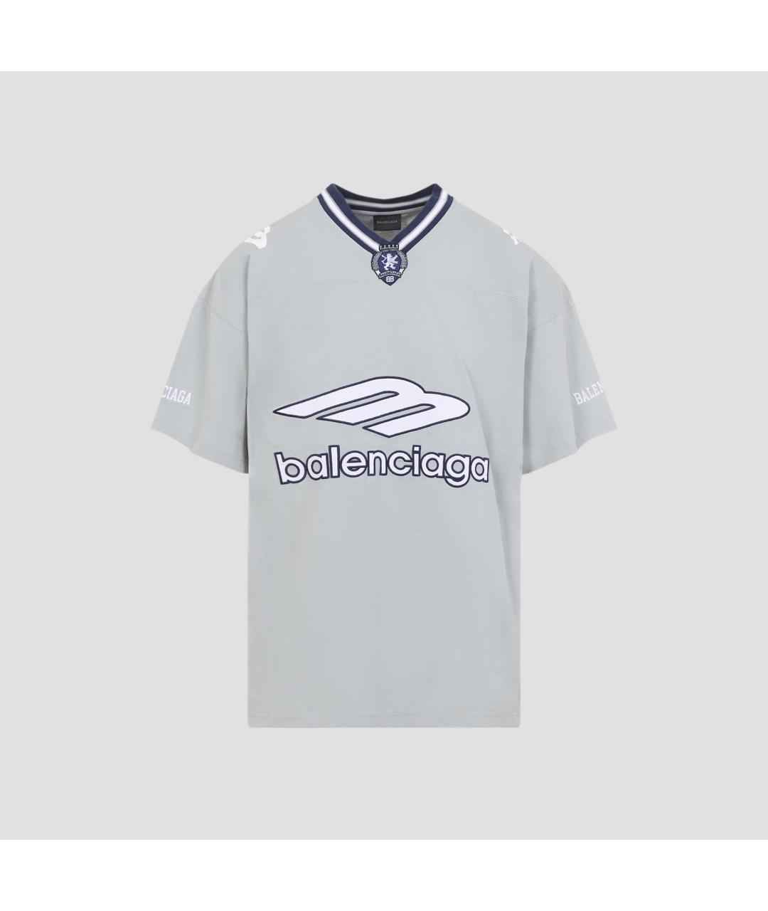 BALENCIAGA Серая хлопковая футболка, фото 2