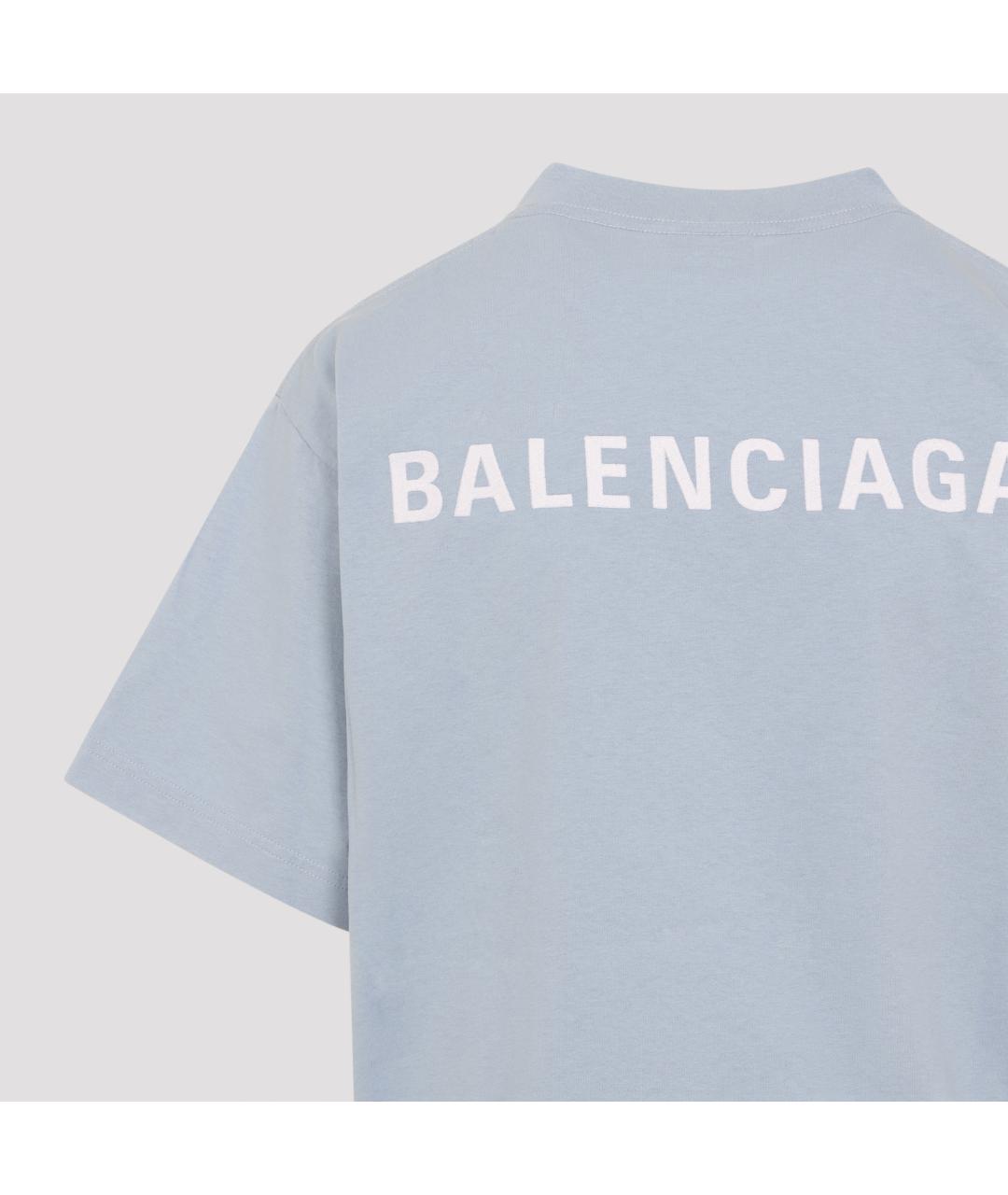 BALENCIAGA Голубая хлопковая футболка, фото 5