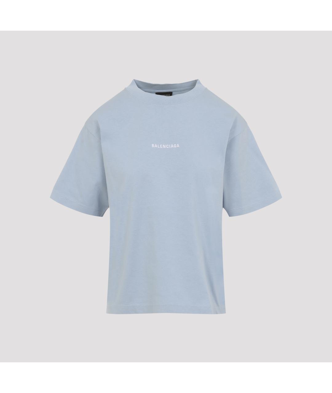 BALENCIAGA Голубая хлопковая футболка, фото 3