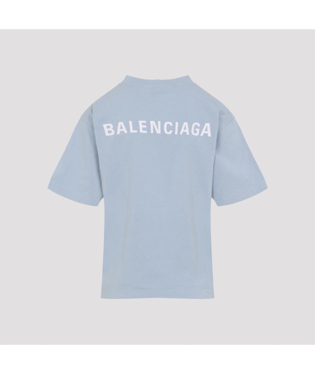 BALENCIAGA Голубая хлопковая футболка, фото 4