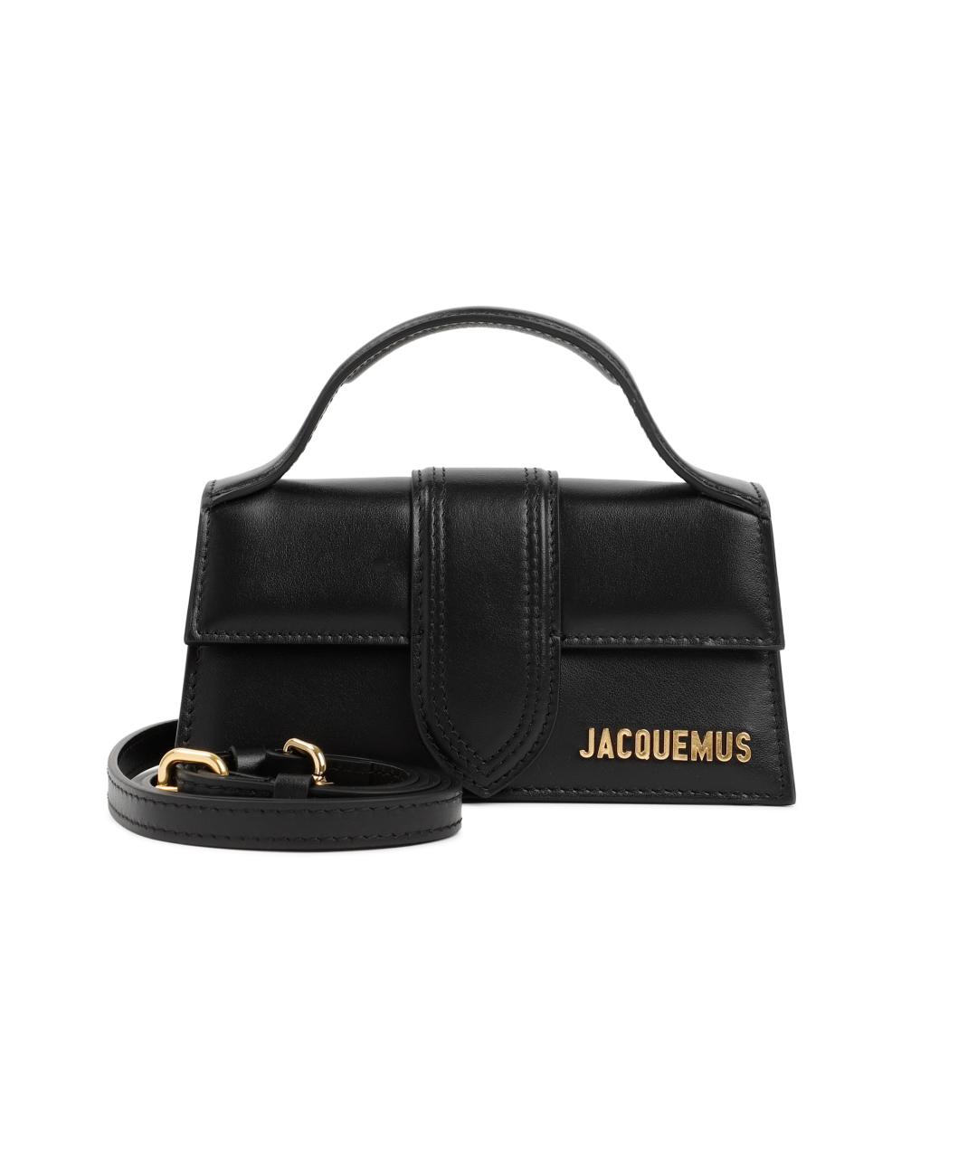 JACQUEMUS Черная кожаная сумка с короткими ручками, фото 1