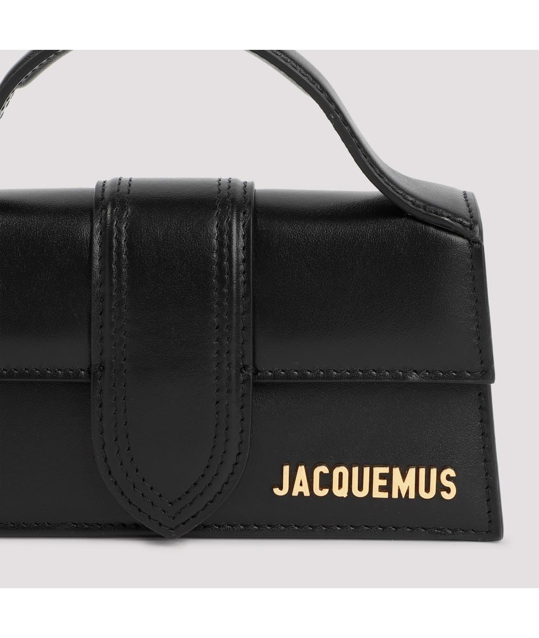 JACQUEMUS Черная кожаная сумка с короткими ручками, фото 6
