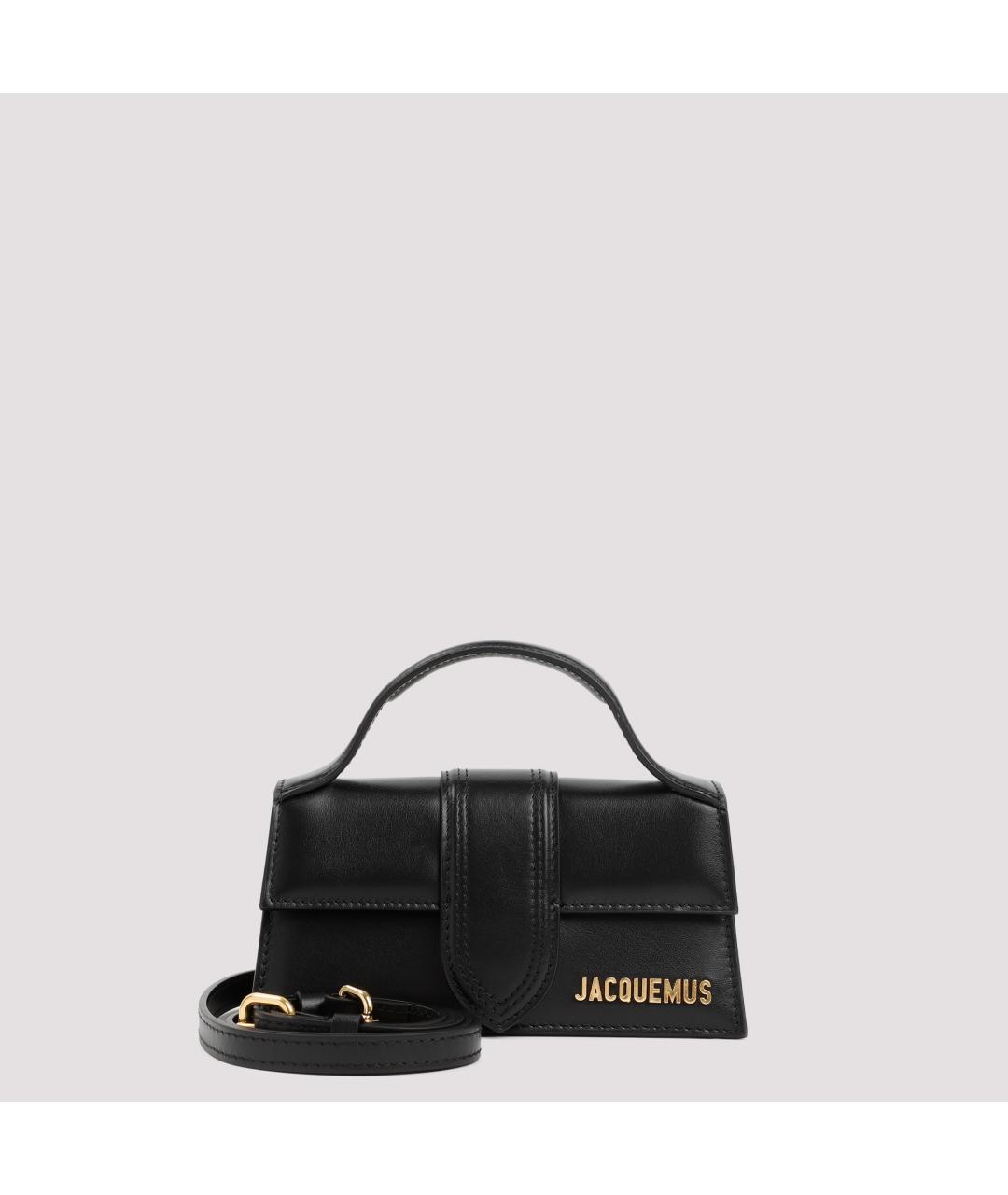 JACQUEMUS Черная кожаная сумка с короткими ручками, фото 2