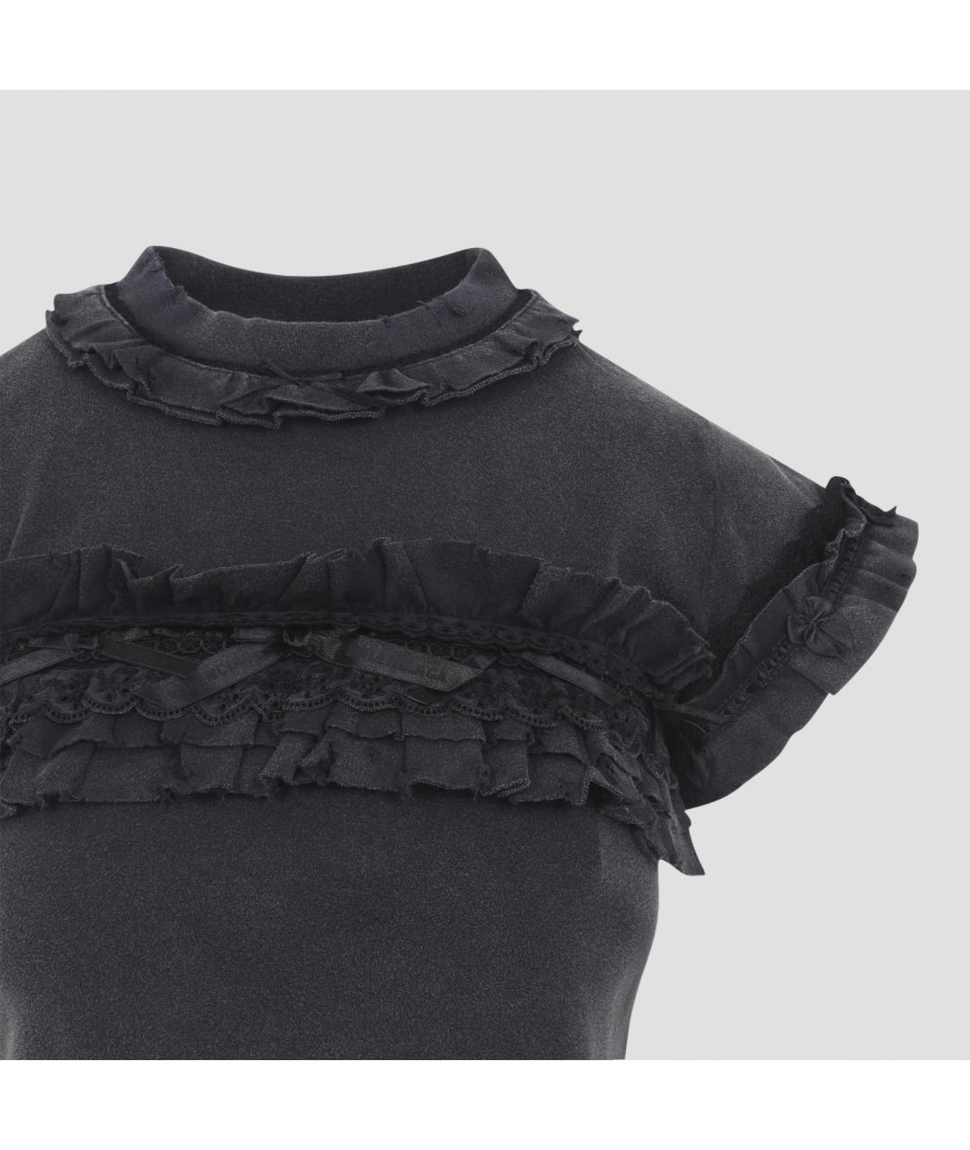 BALENCIAGA Черная хлопковая футболка, фото 5