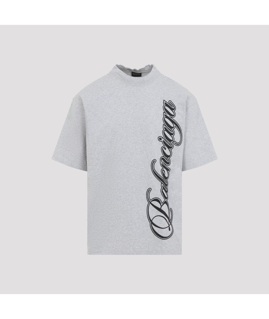 BALENCIAGA Серая хлопковая футболка, фото 2