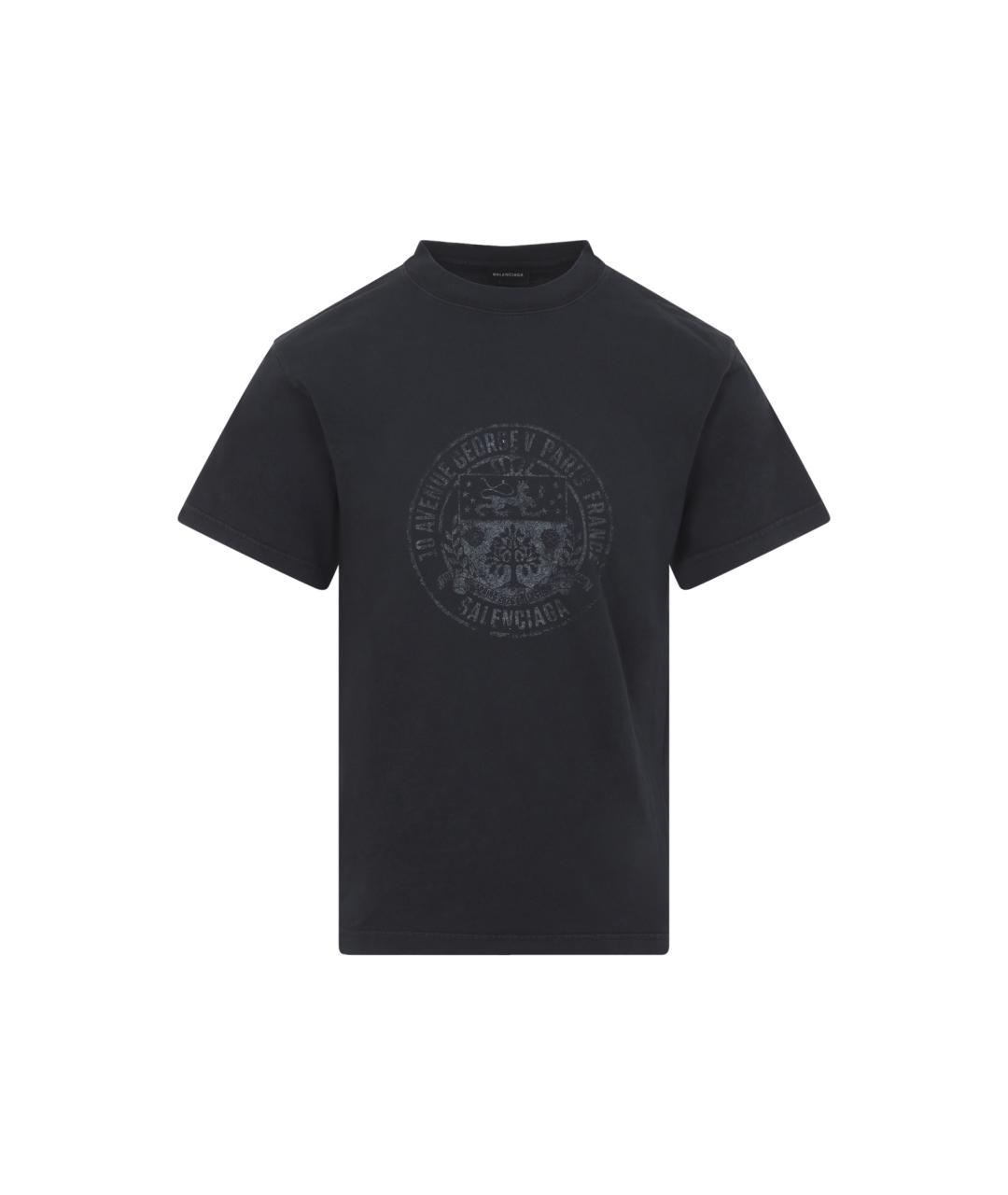 BALENCIAGA Черная хлопковая футболка, фото 1
