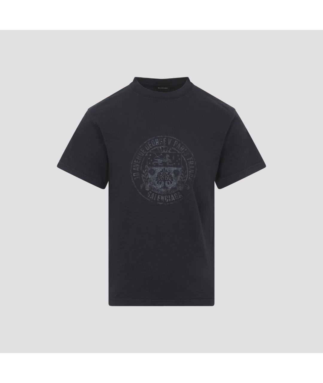 BALENCIAGA Черная хлопковая футболка, фото 3