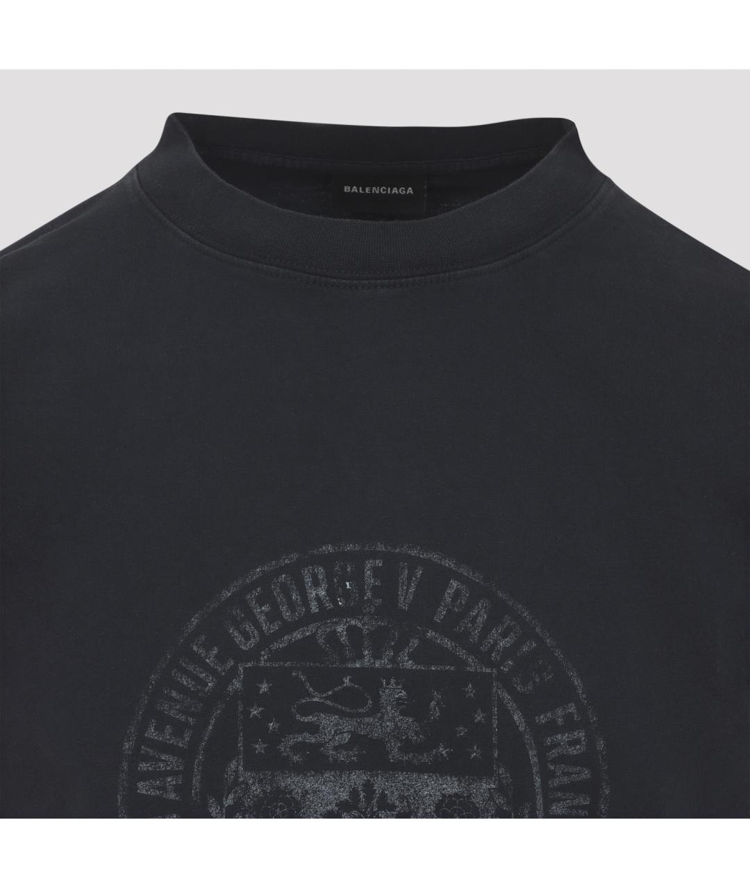 BALENCIAGA Черная хлопковая футболка, фото 5