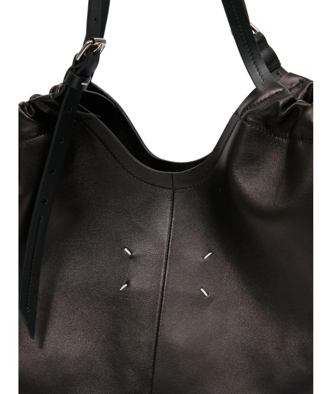 MAISON MARGIELA Черная кожаная сумка тоут, фото 2