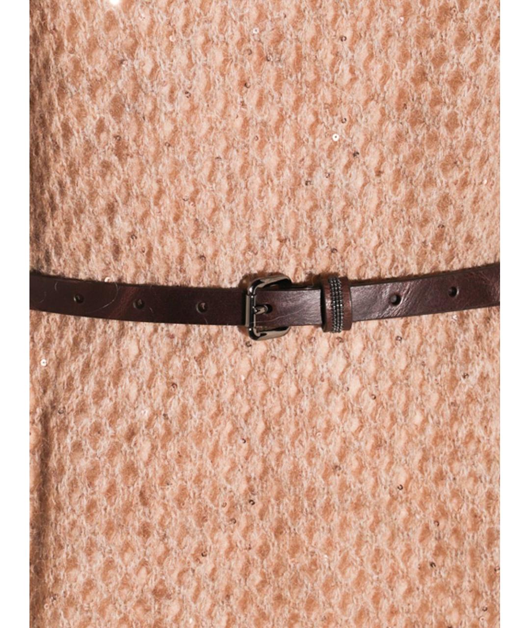 BRUNELLO CUCINELLI Бежевое шерстяное повседневное платье, фото 2