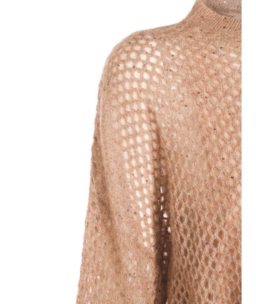 BRUNELLO CUCINELLI Бежевое шерстяное повседневное платье, фото 4