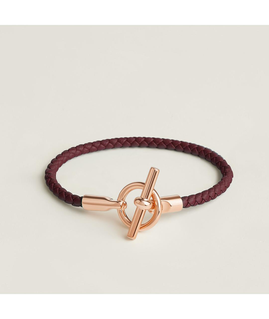 HERMES Бордовый кожаный браслет, фото 2