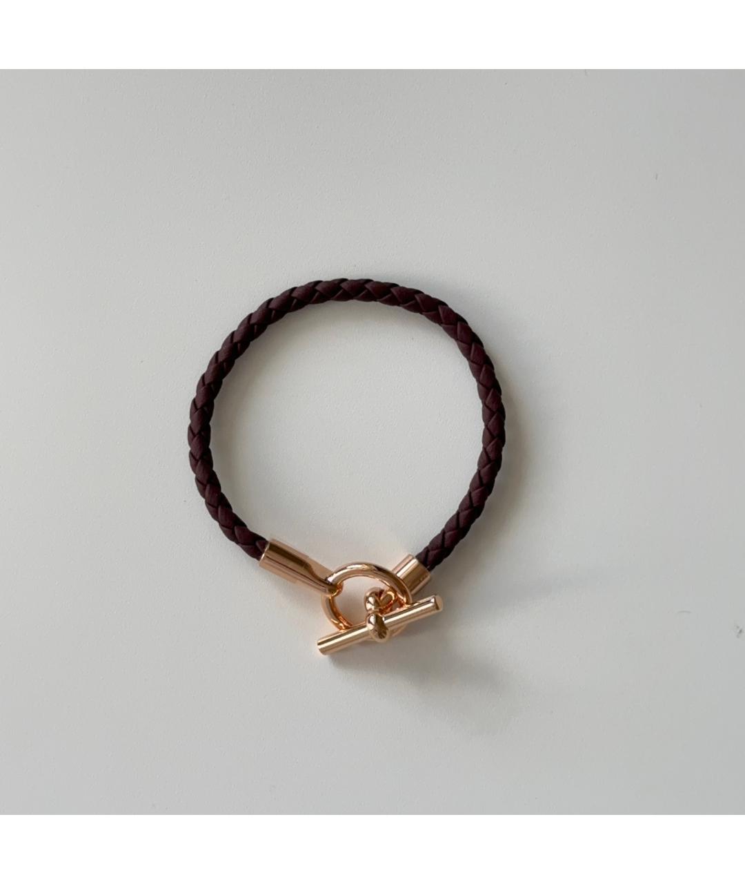 HERMES Бордовый кожаный браслет, фото 5