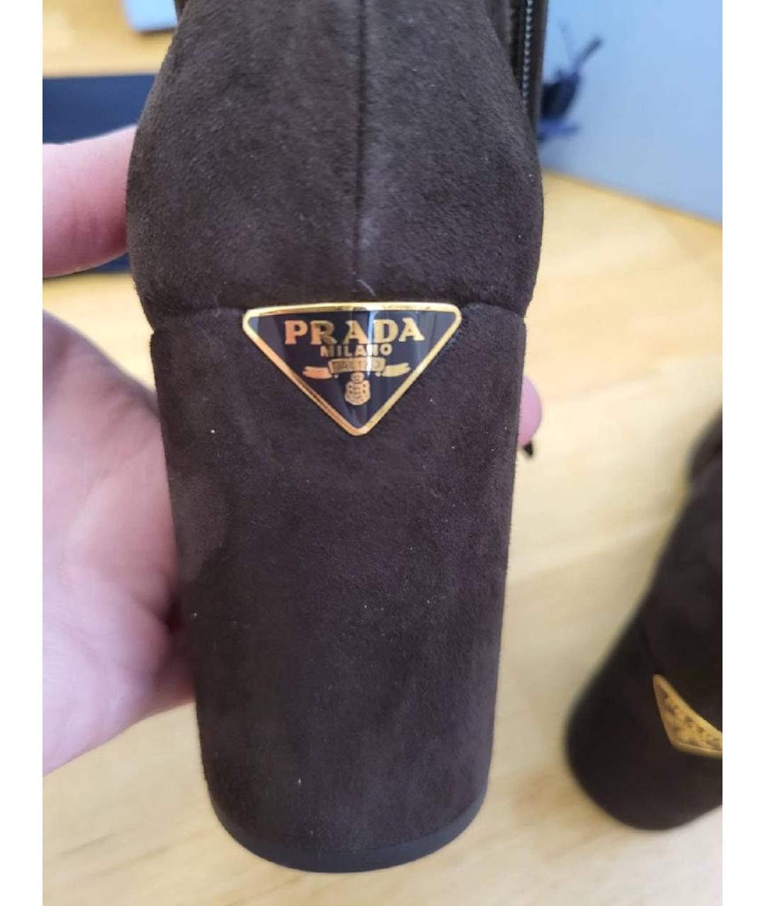 PRADA Коричневые замшевые ботильоны, фото 6