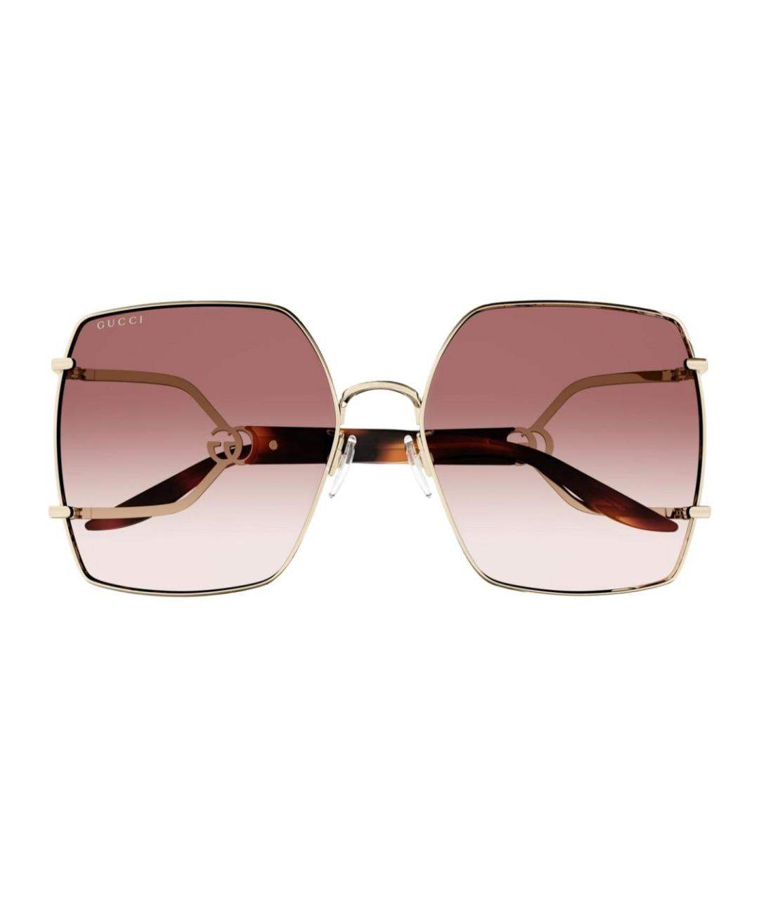 GUCCI Золотые металлические солнцезащитные очки, фото 2