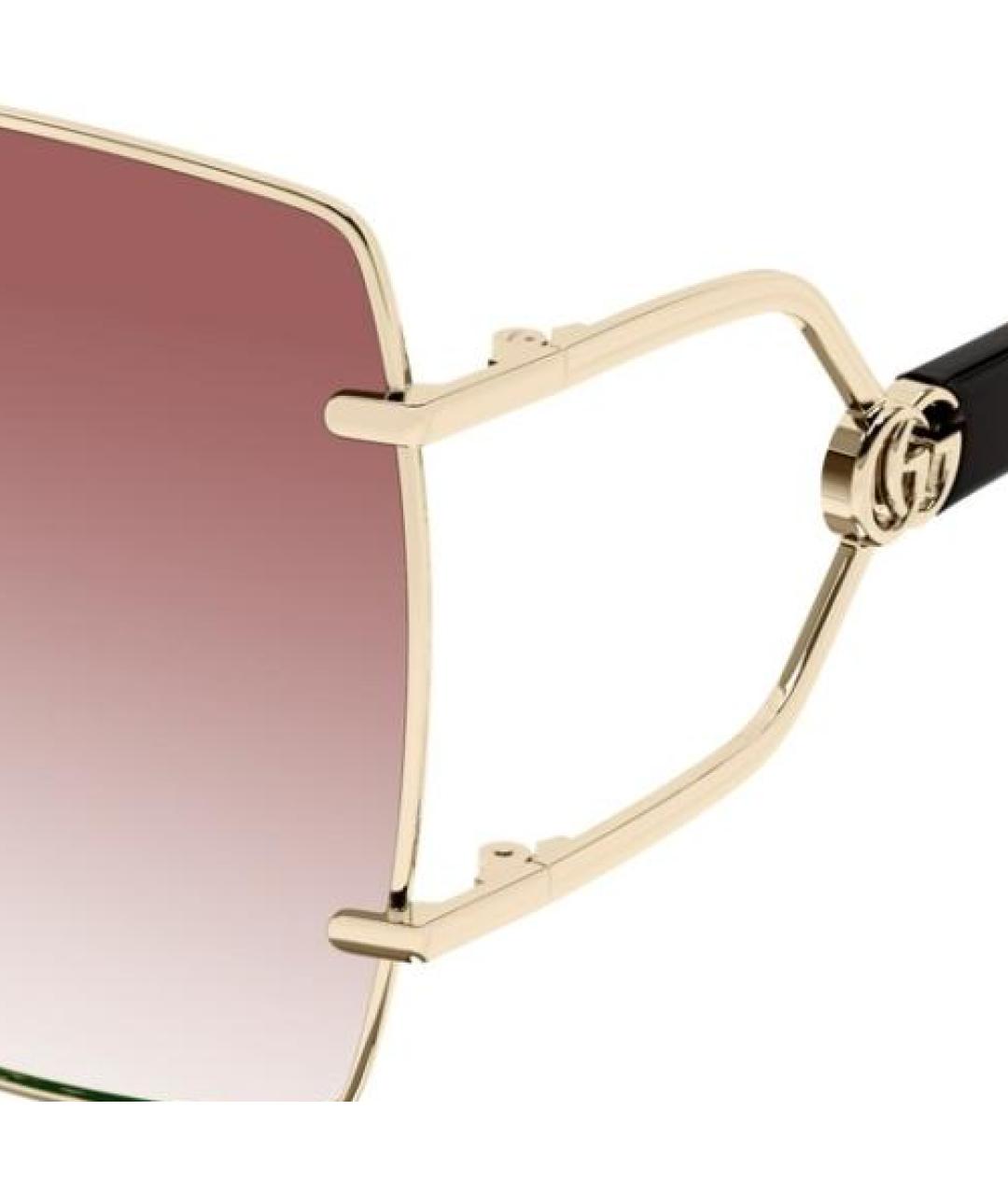 GUCCI Золотые металлические солнцезащитные очки, фото 3