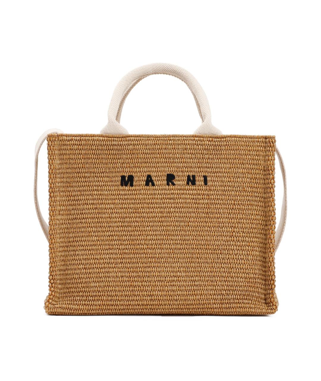 MARNI Бежевая пелетеная сумка тоут, фото 1