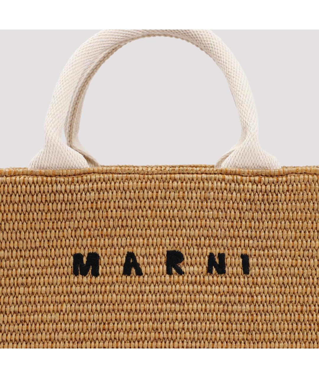 MARNI Бежевая пелетеная сумка тоут, фото 5