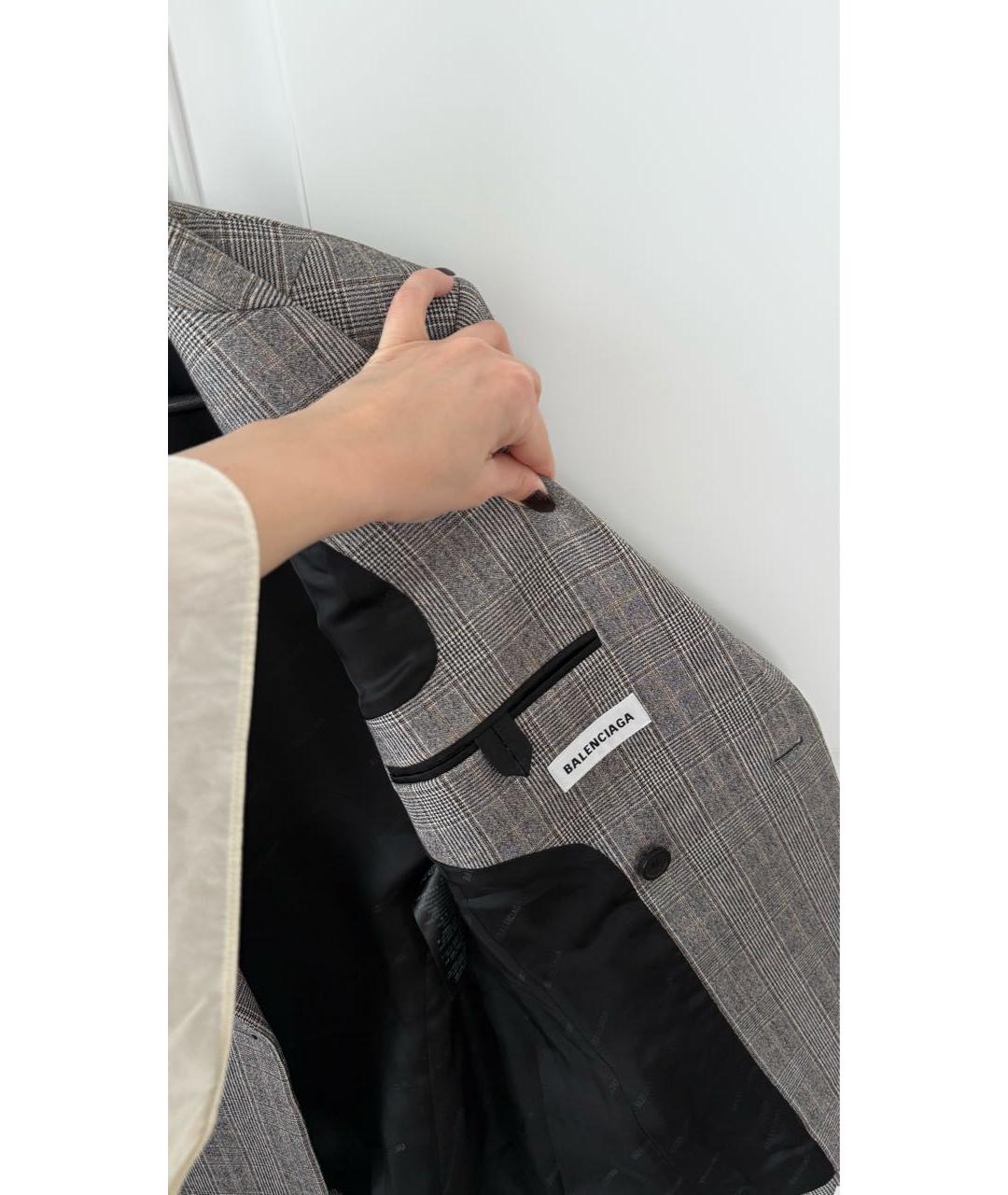 BALENCIAGA Серый шерстяной жакет/пиджак, фото 3