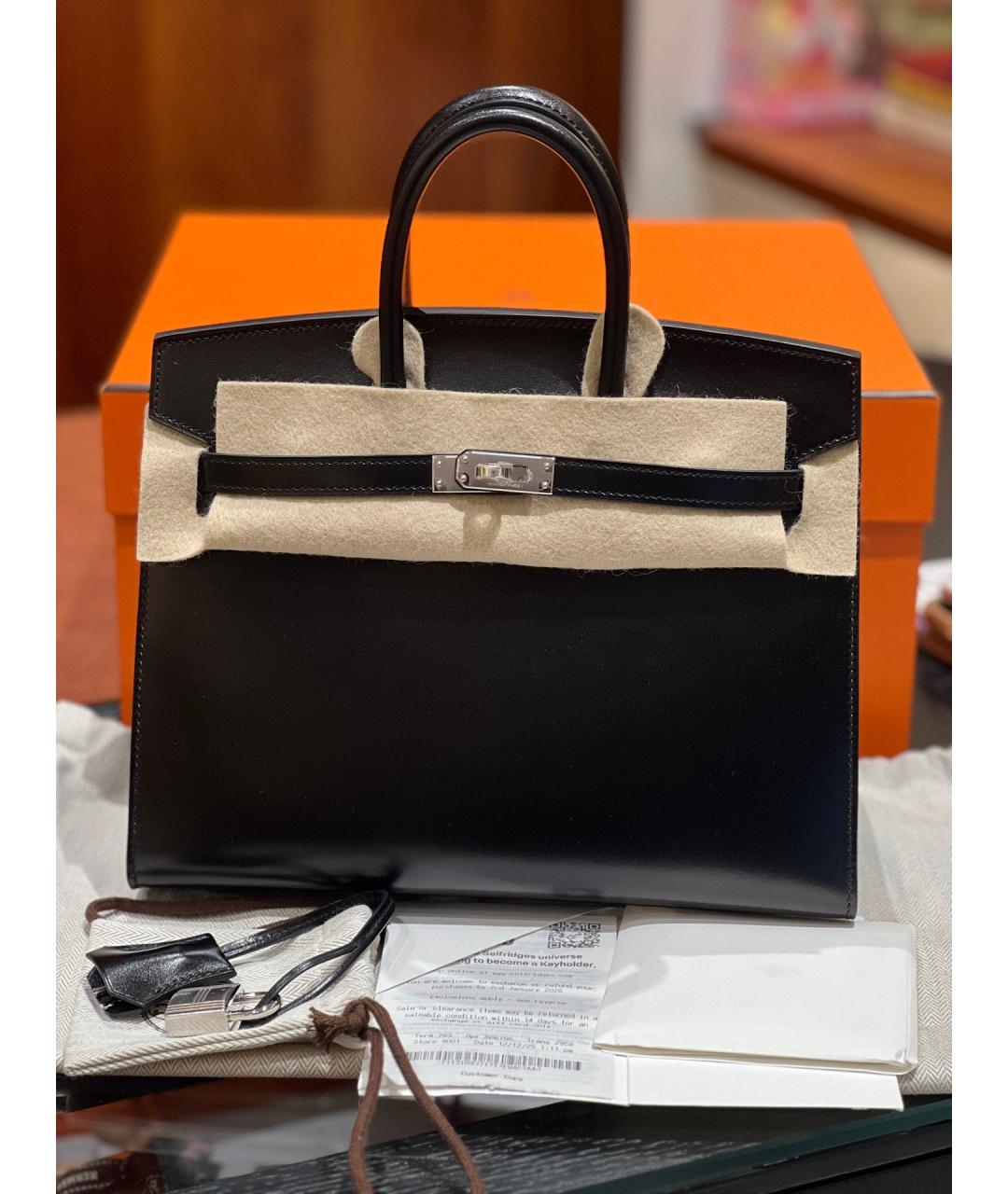 HERMES Черная кожаная сумка тоут, фото 10