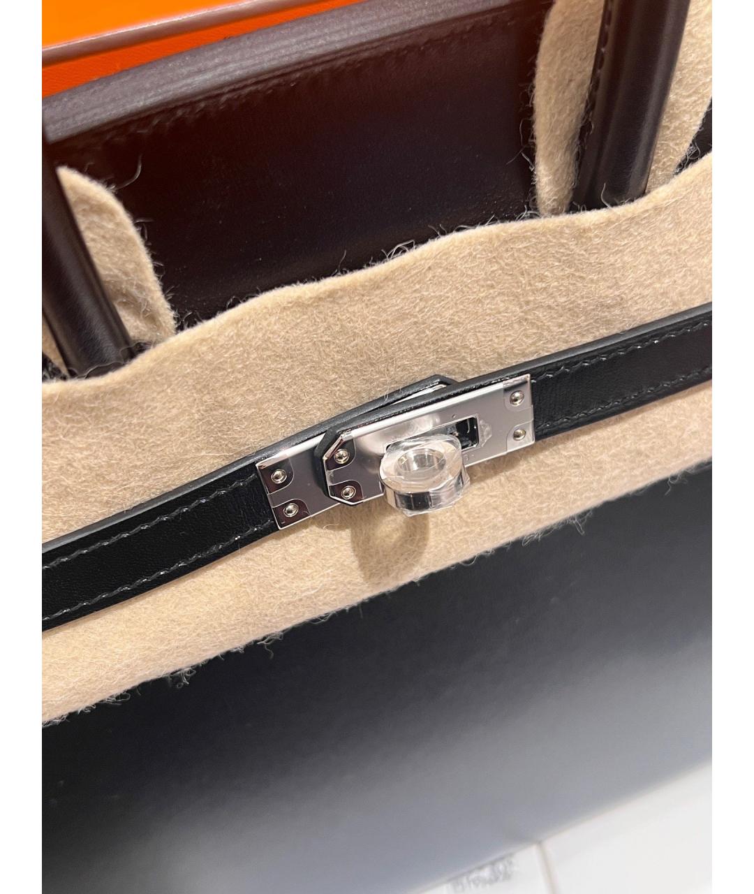 HERMES Черная кожаная сумка тоут, фото 7