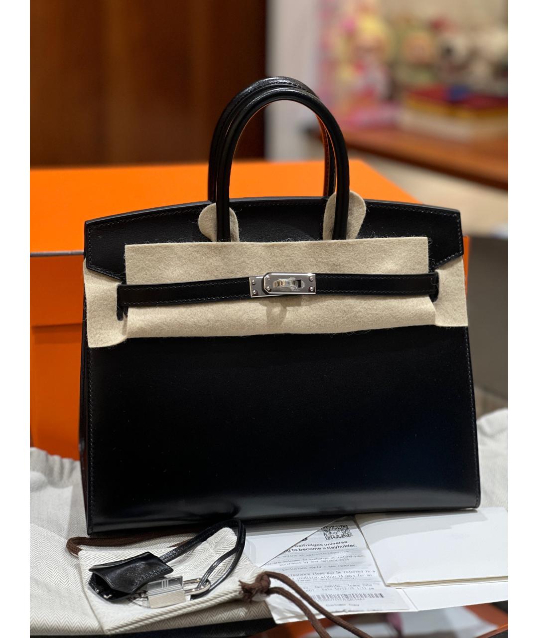 HERMES Черная кожаная сумка тоут, фото 2