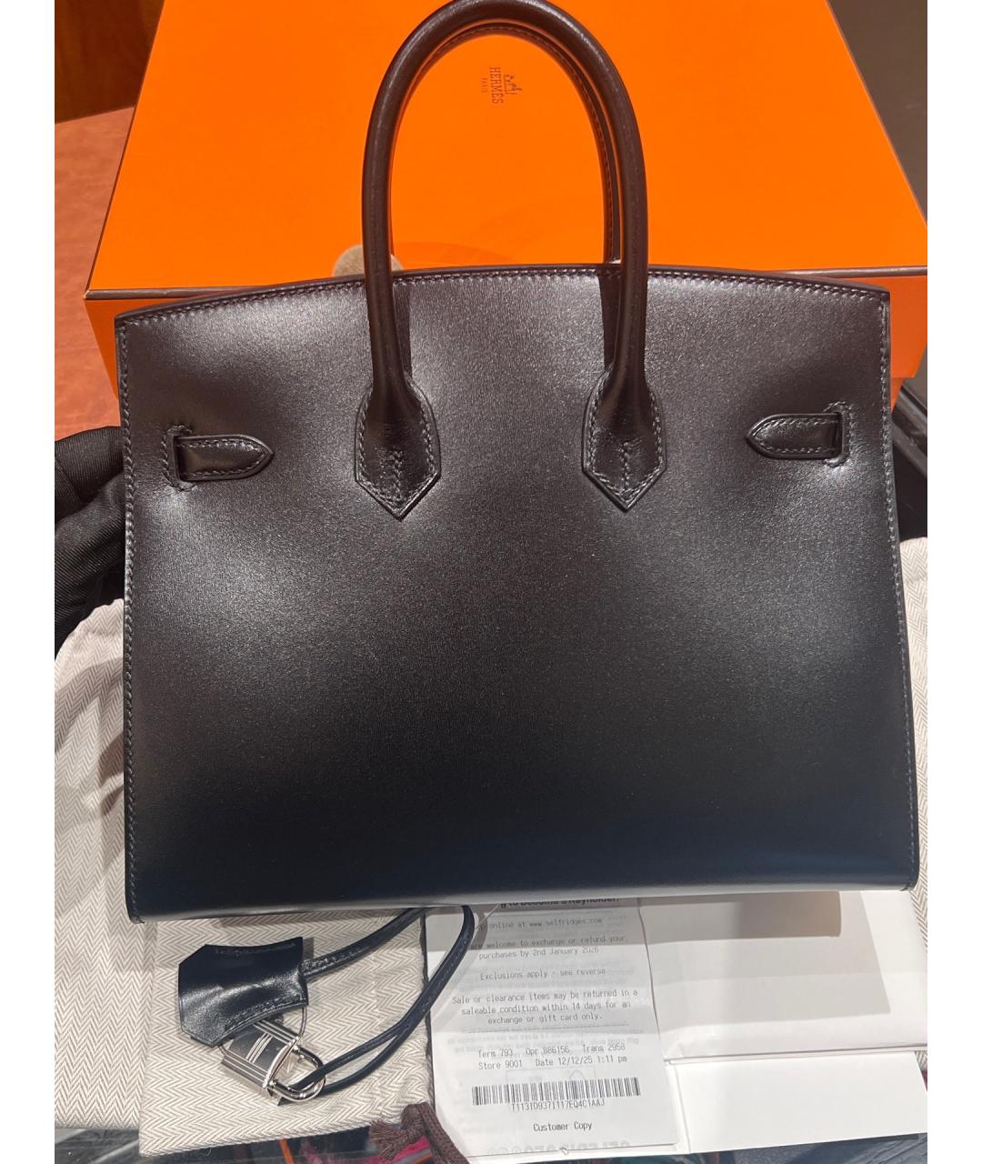 HERMES Черная кожаная сумка тоут, фото 5