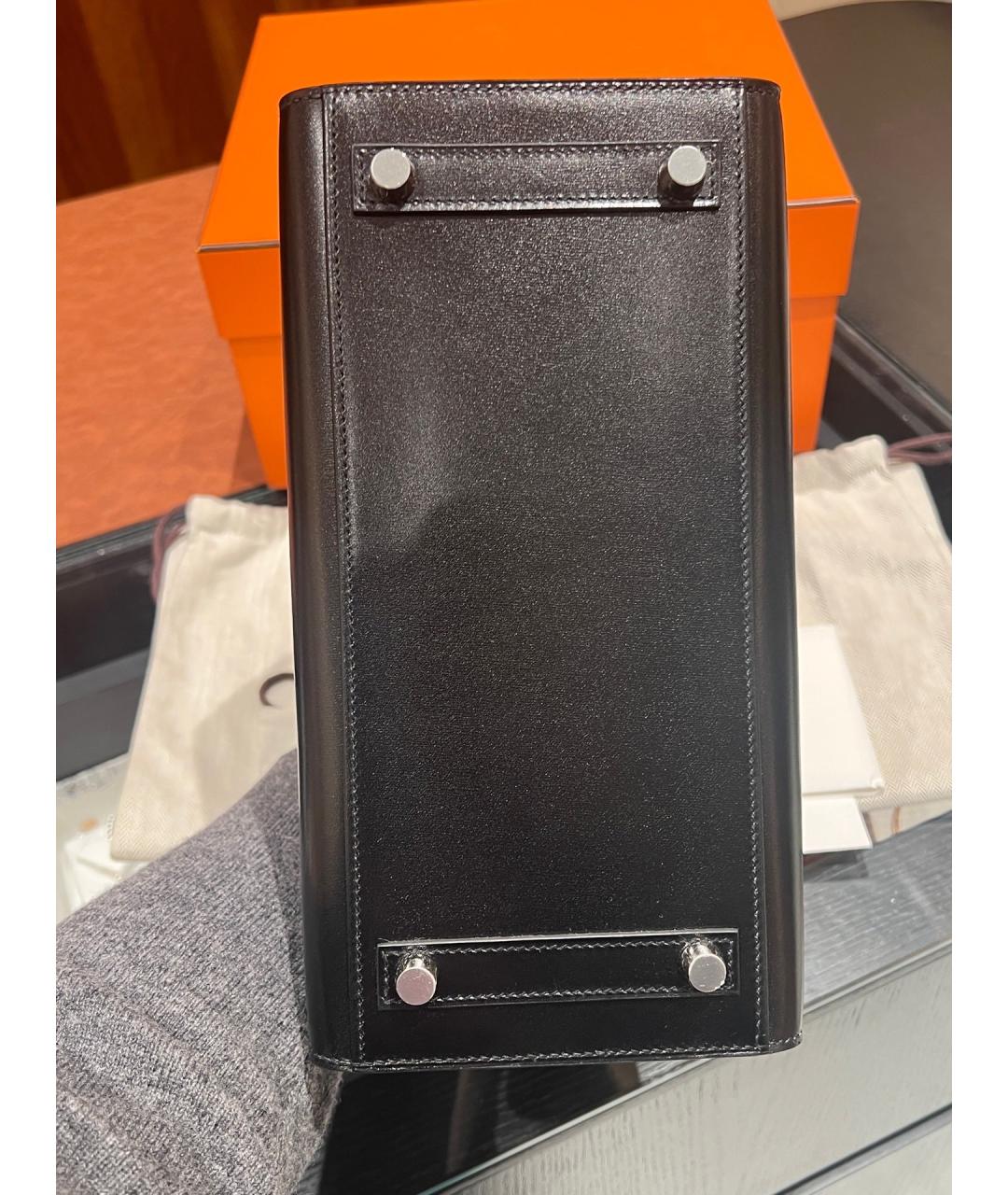 HERMES Черная кожаная сумка тоут, фото 6
