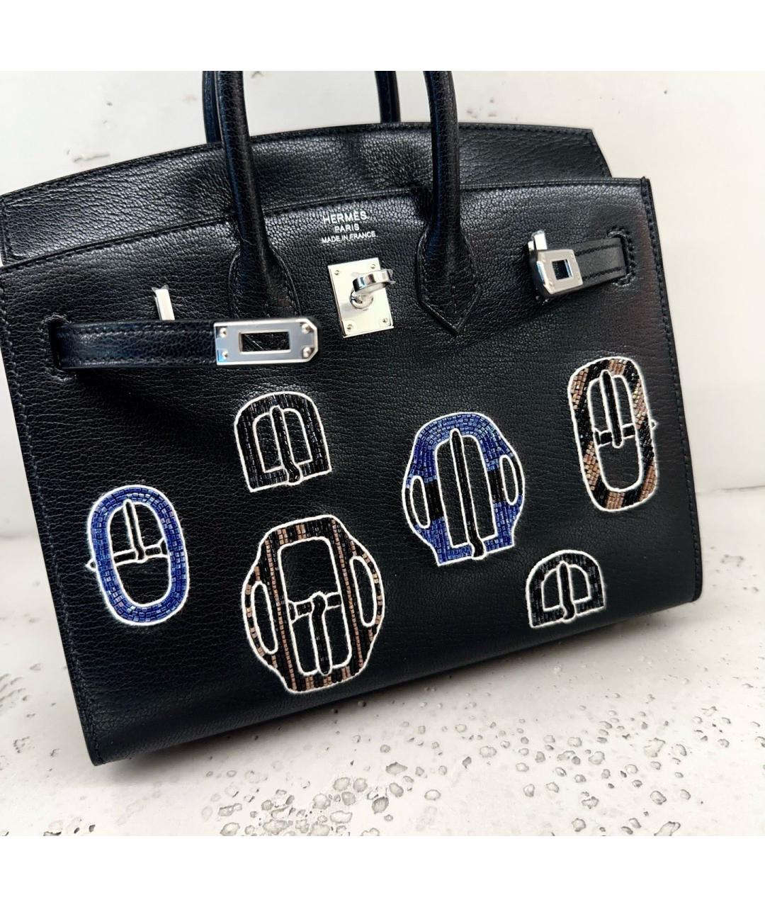 HERMES Черная кожаная сумка тоут, фото 2