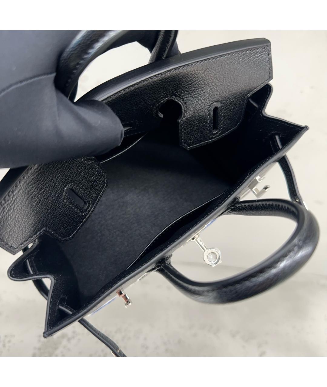 HERMES Черная кожаная сумка тоут, фото 7