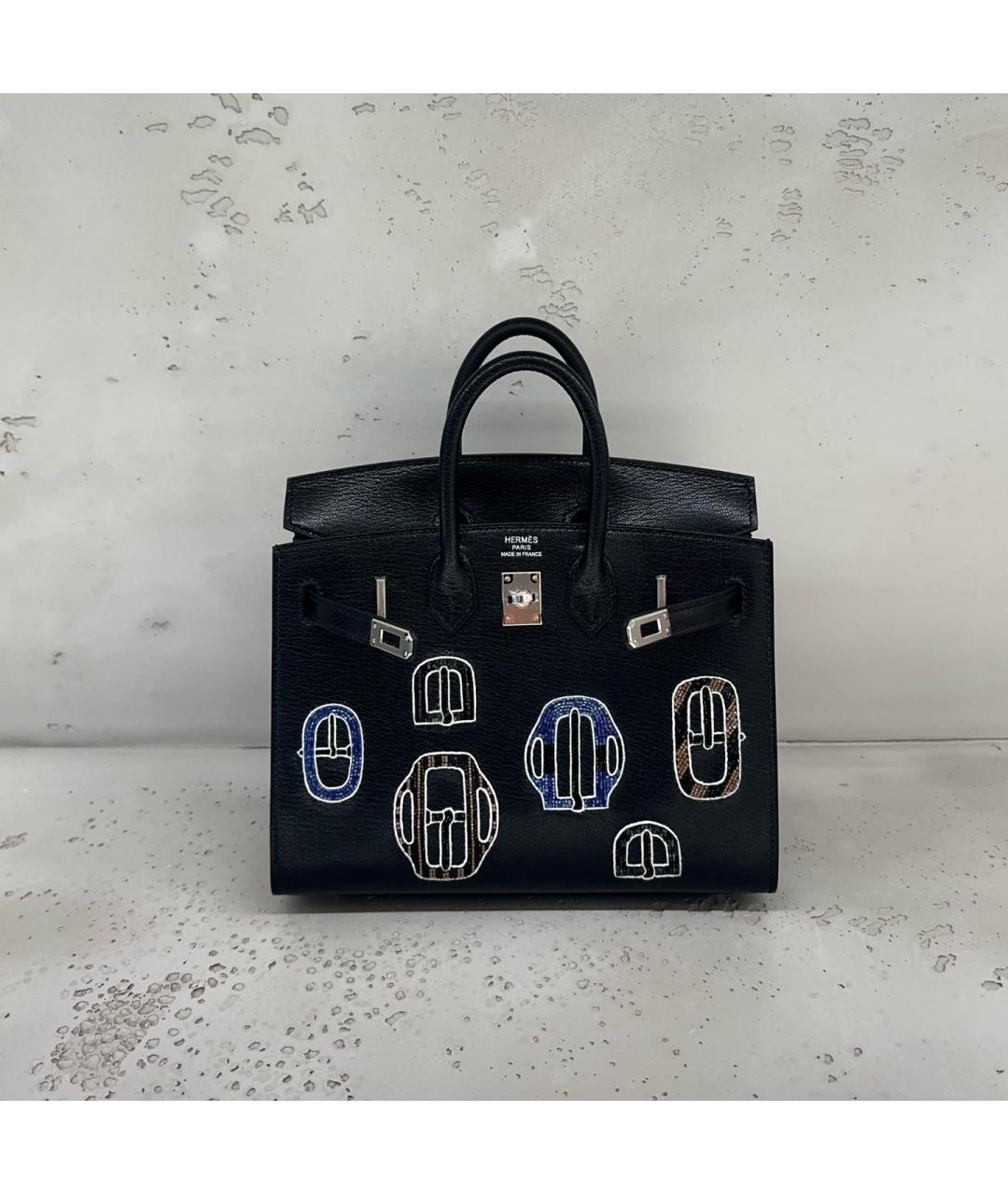 HERMES Черная кожаная сумка тоут, фото 8
