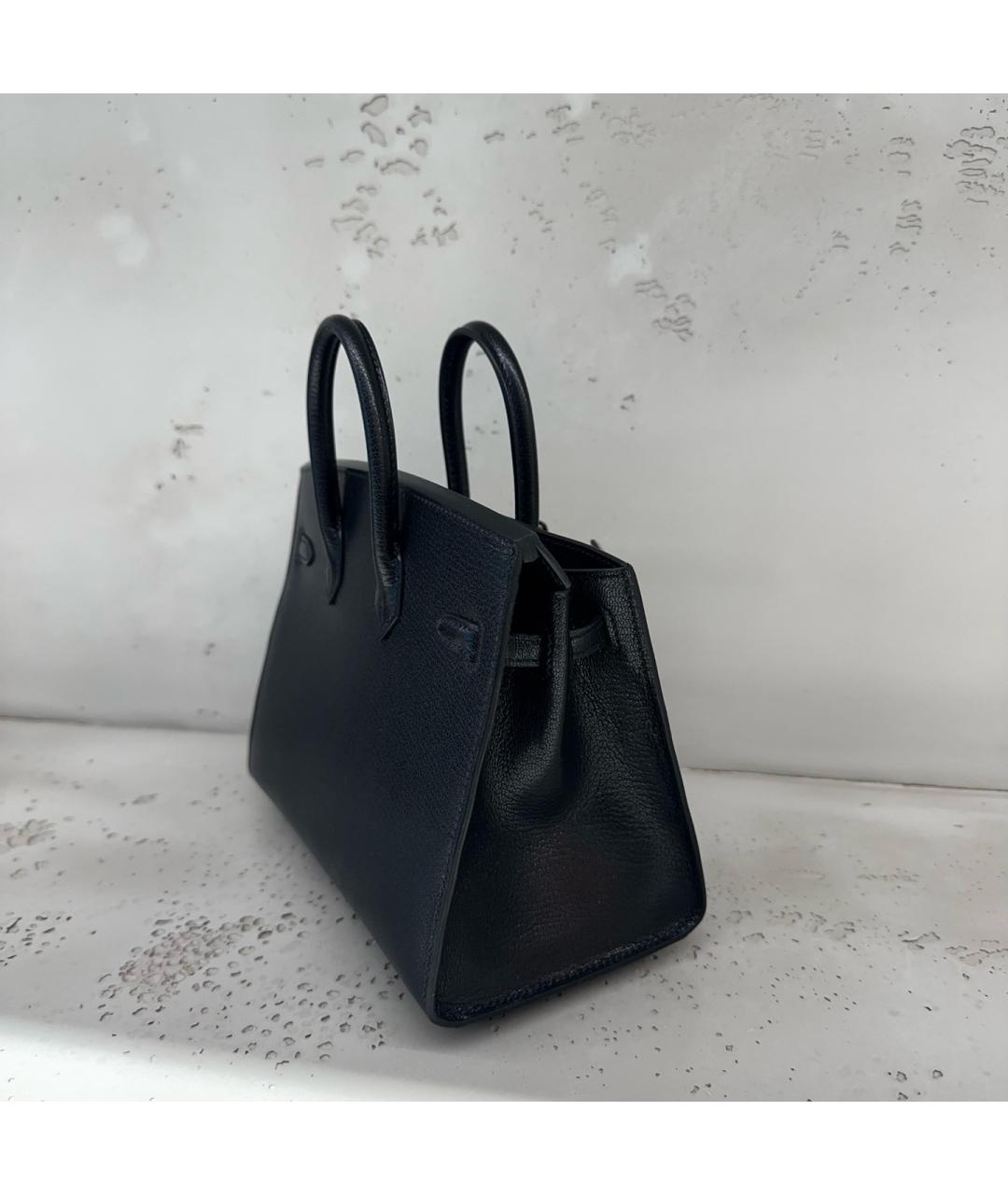 HERMES Черная кожаная сумка тоут, фото 4