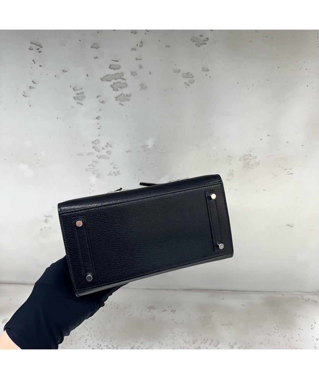 HERMES Черная кожаная сумка тоут, фото 6