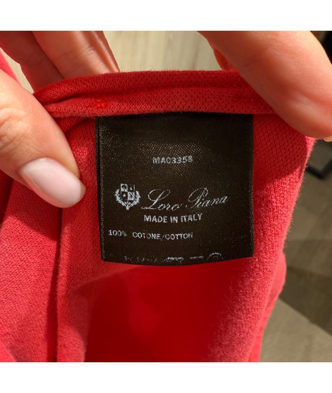 LORO PIANA Коралловое хлопковое поло с коротким рукавом, фото 4