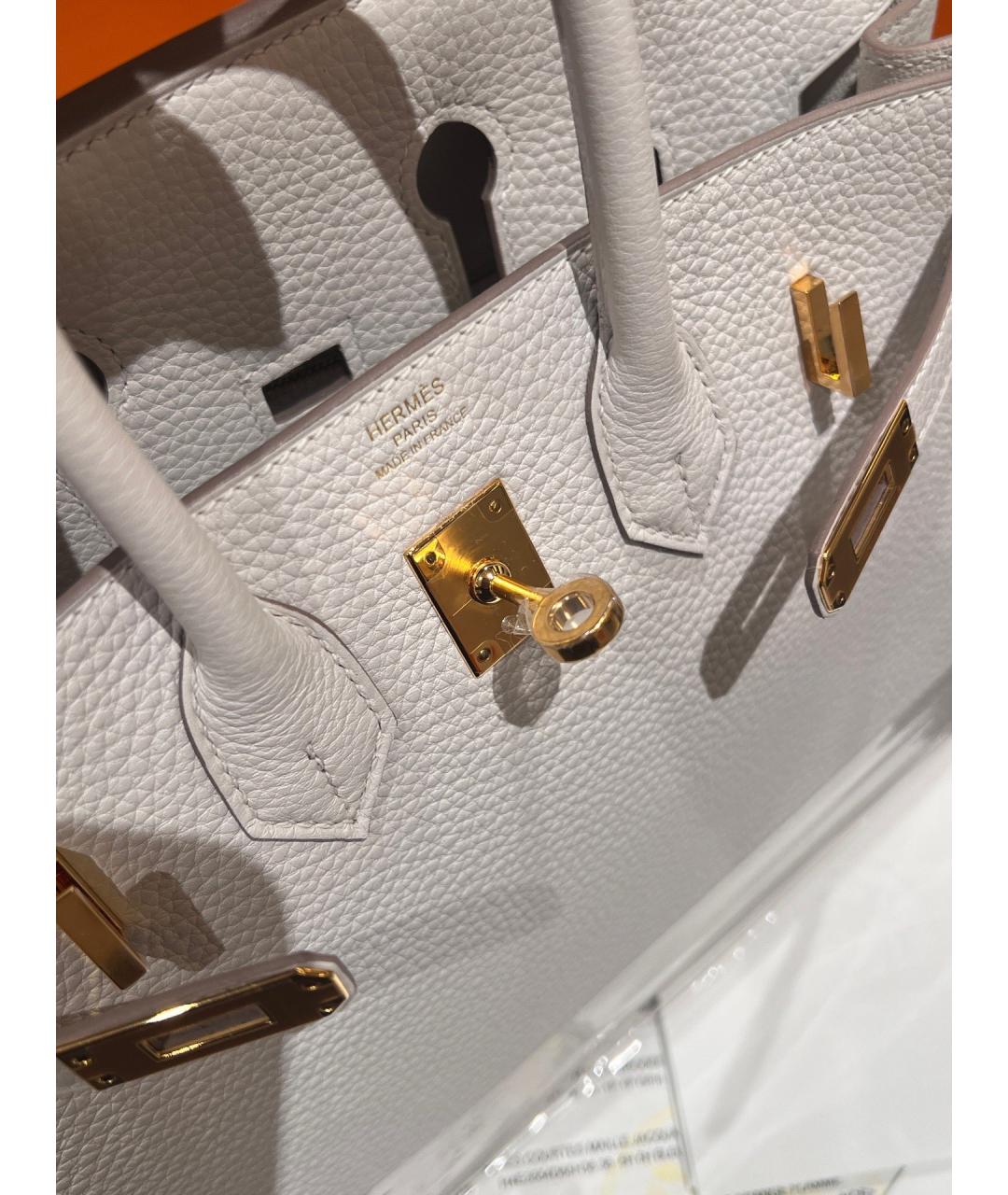 HERMES Серая кожаная сумка с короткими ручками, фото 9