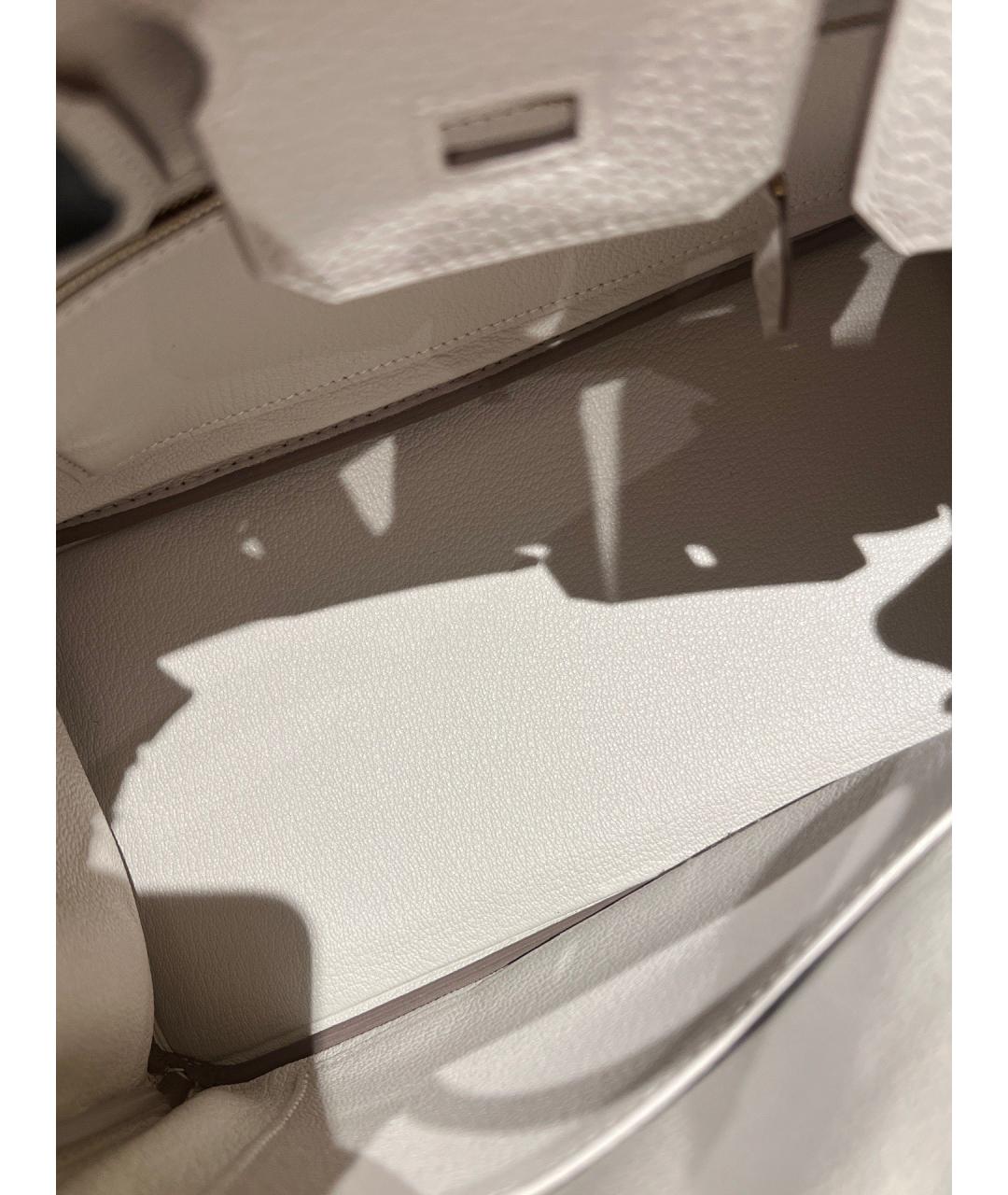 HERMES Серая кожаная сумка с короткими ручками, фото 8