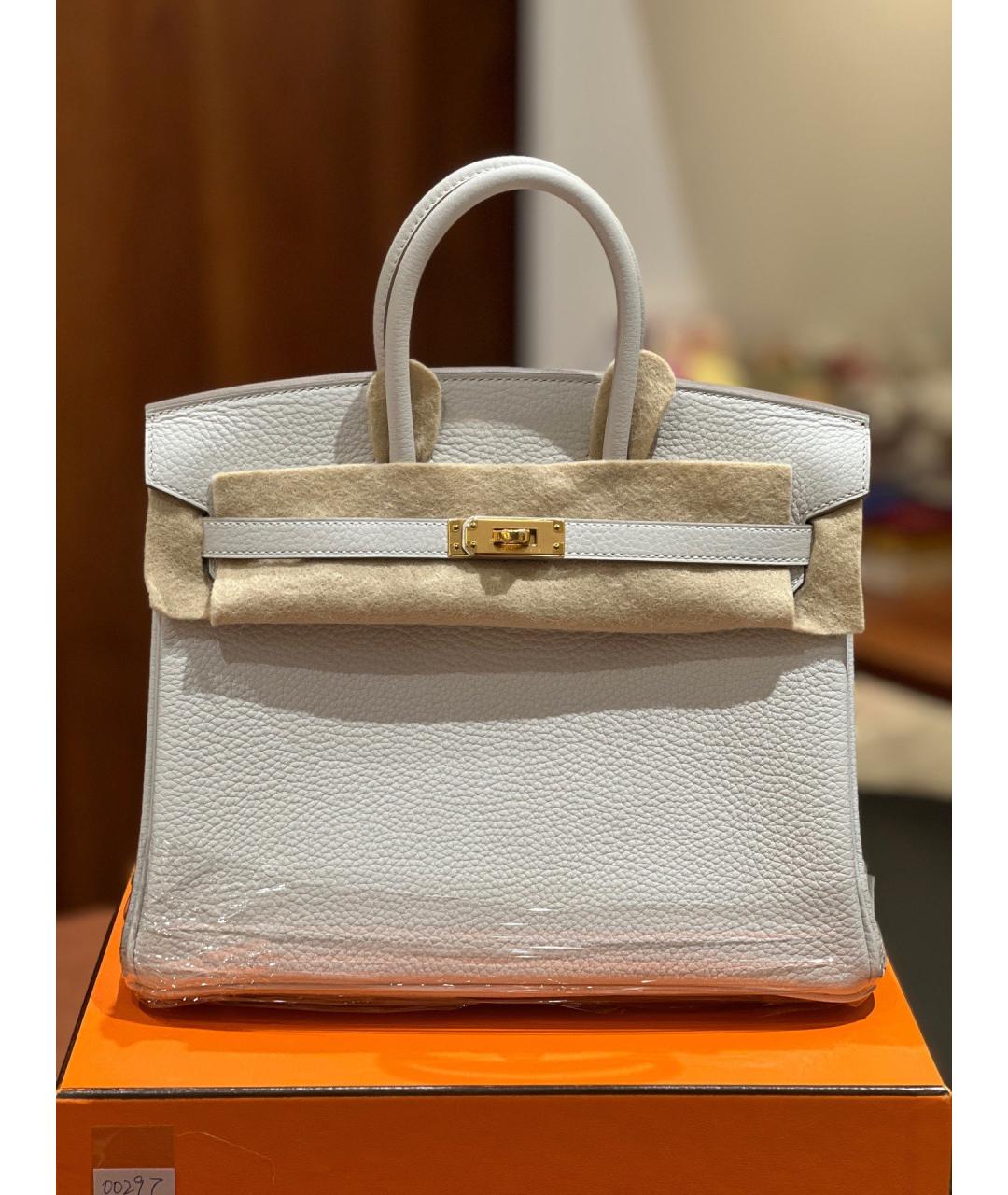 HERMES Серая кожаная сумка с короткими ручками, фото 10