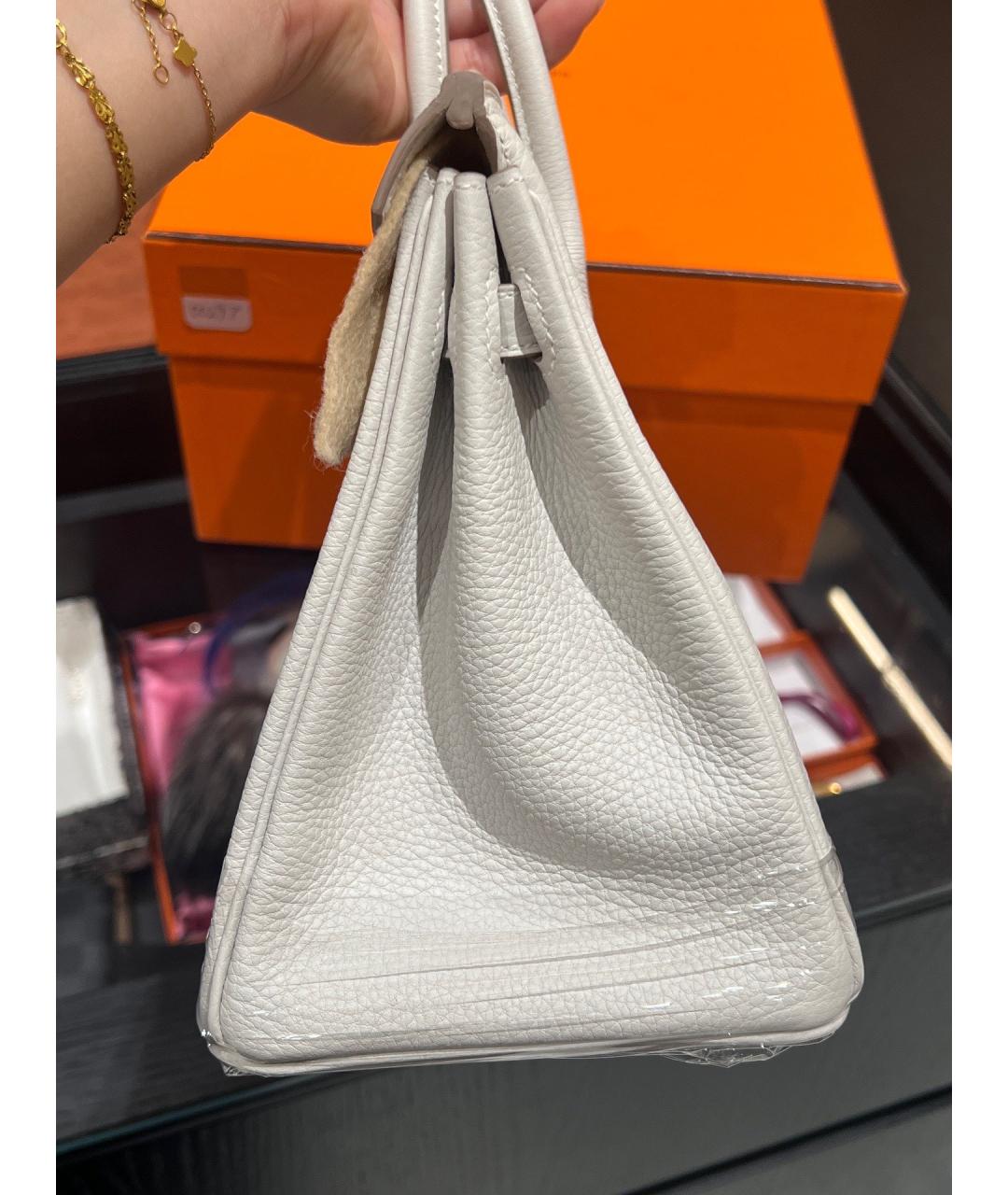 HERMES Серая кожаная сумка с короткими ручками, фото 7