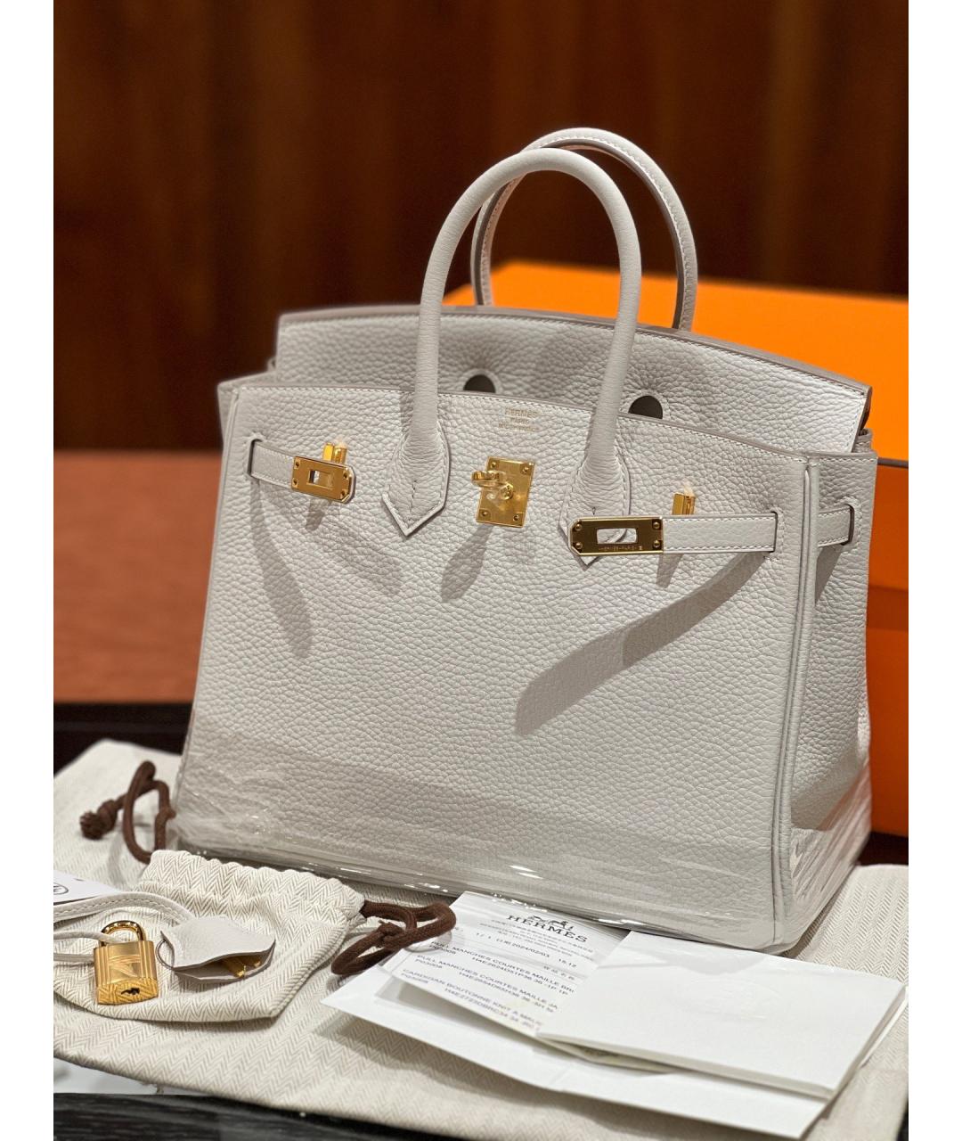 HERMES Серая кожаная сумка с короткими ручками, фото 3