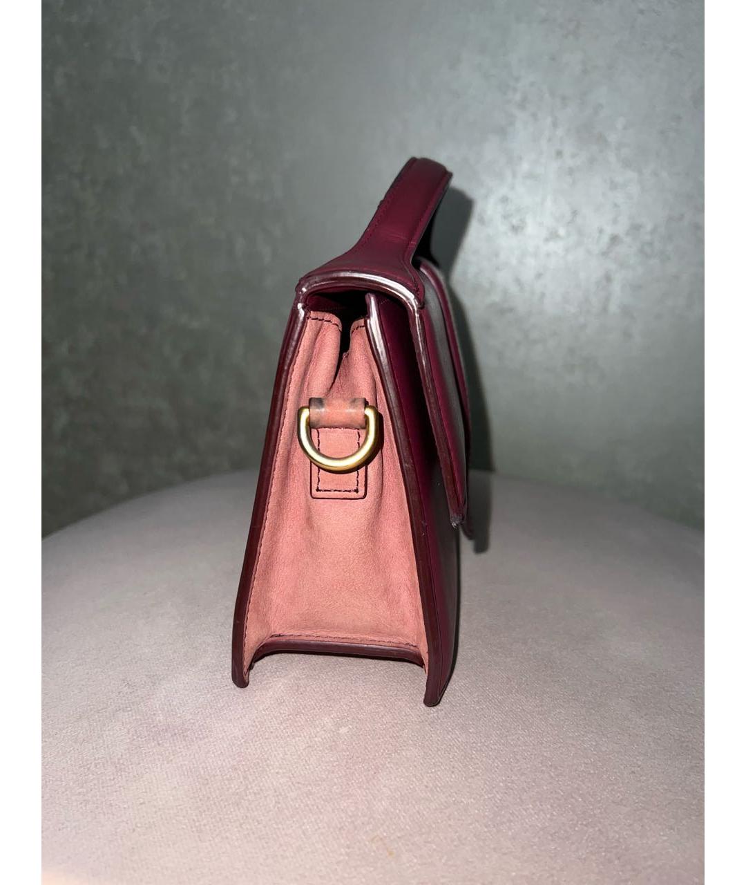 JACQUEMUS Бордовая сумка через плечо из лакированной кожи, фото 6