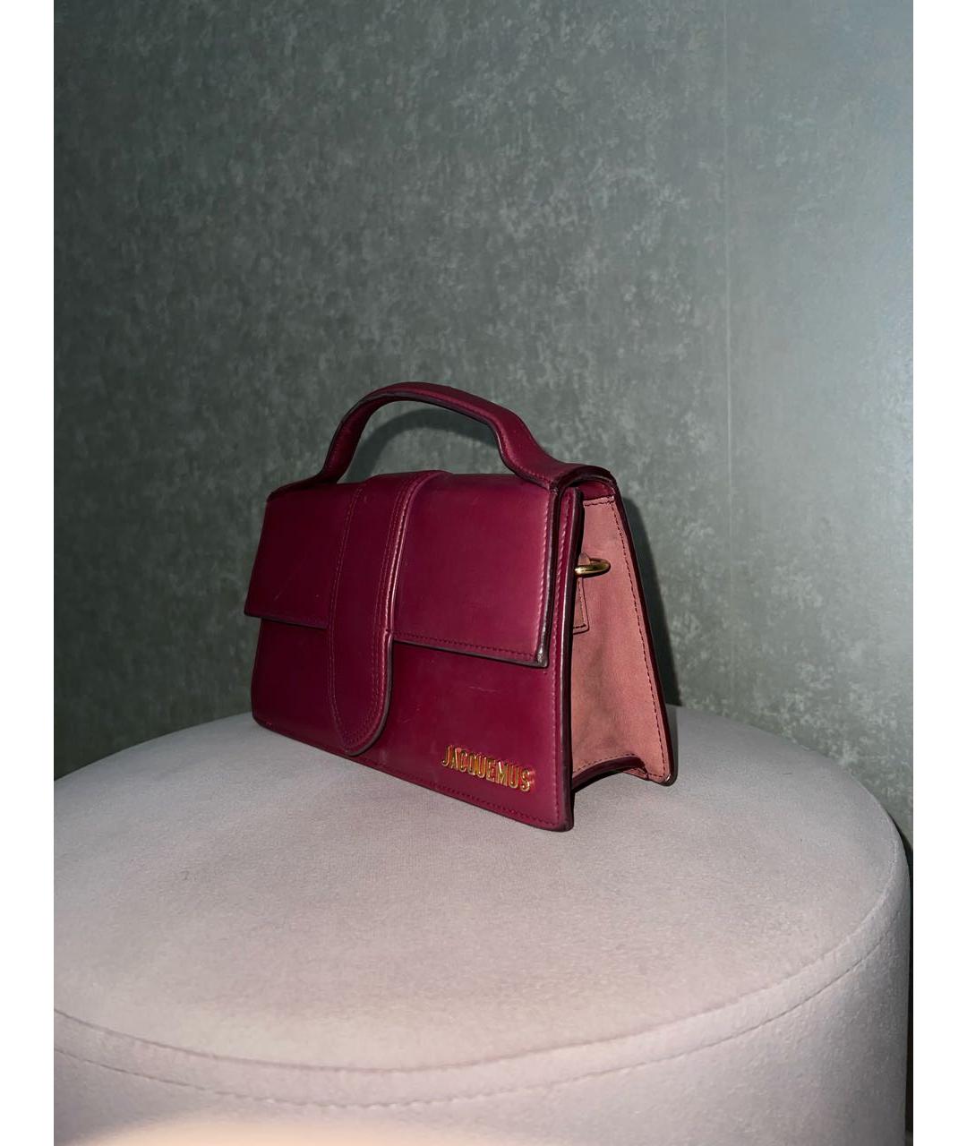 JACQUEMUS Бордовая сумка через плечо из лакированной кожи, фото 2
