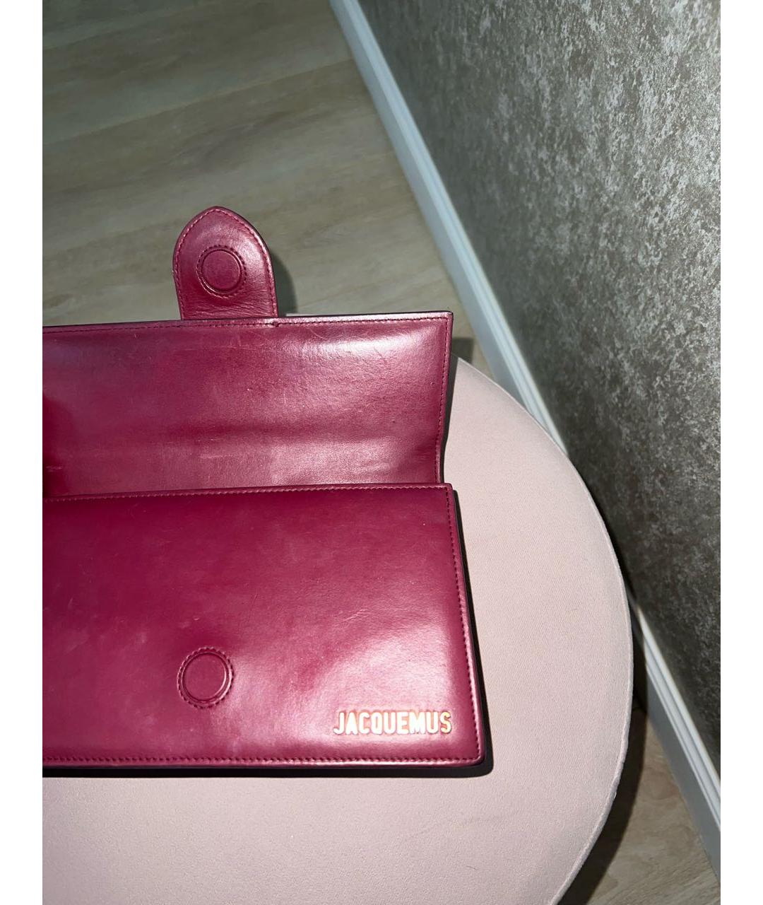 JACQUEMUS Бордовая сумка через плечо из лакированной кожи, фото 5