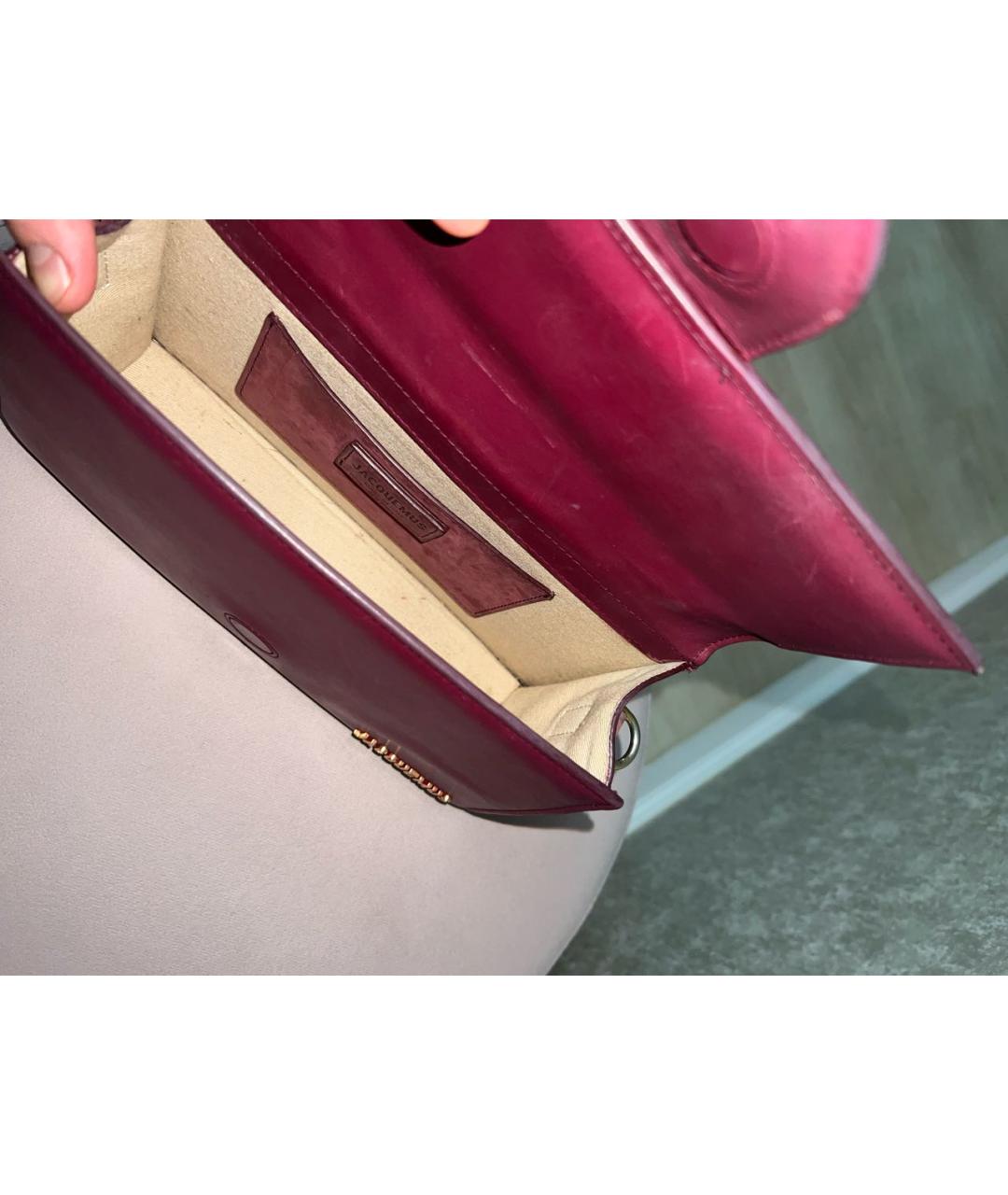 JACQUEMUS Бордовая сумка через плечо из лакированной кожи, фото 4