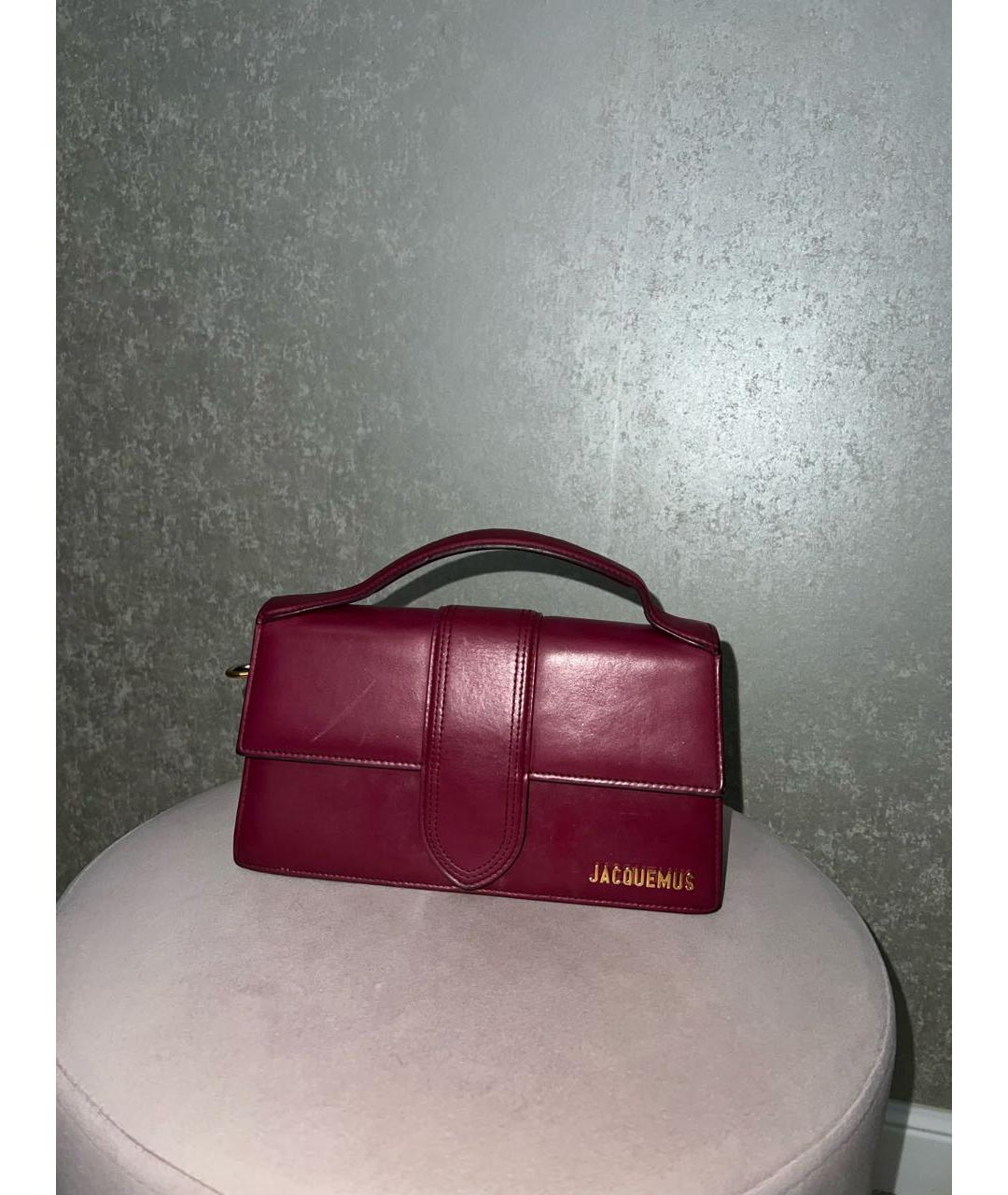 JACQUEMUS Бордовая сумка через плечо из лакированной кожи, фото 7