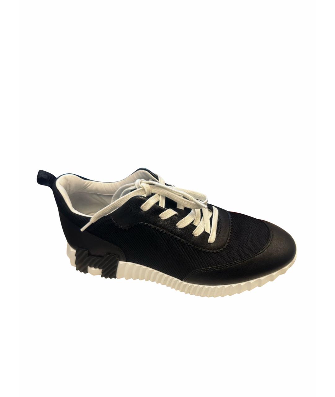 HERMES Черные кожаные низкие кроссовки / кеды, фото 1