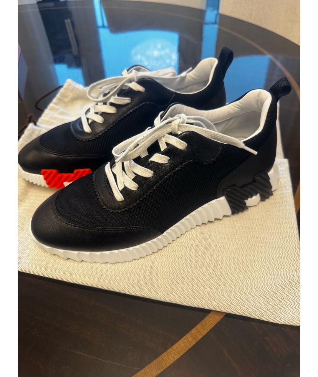 HERMES Черные кожаные низкие кроссовки / кеды, фото 6