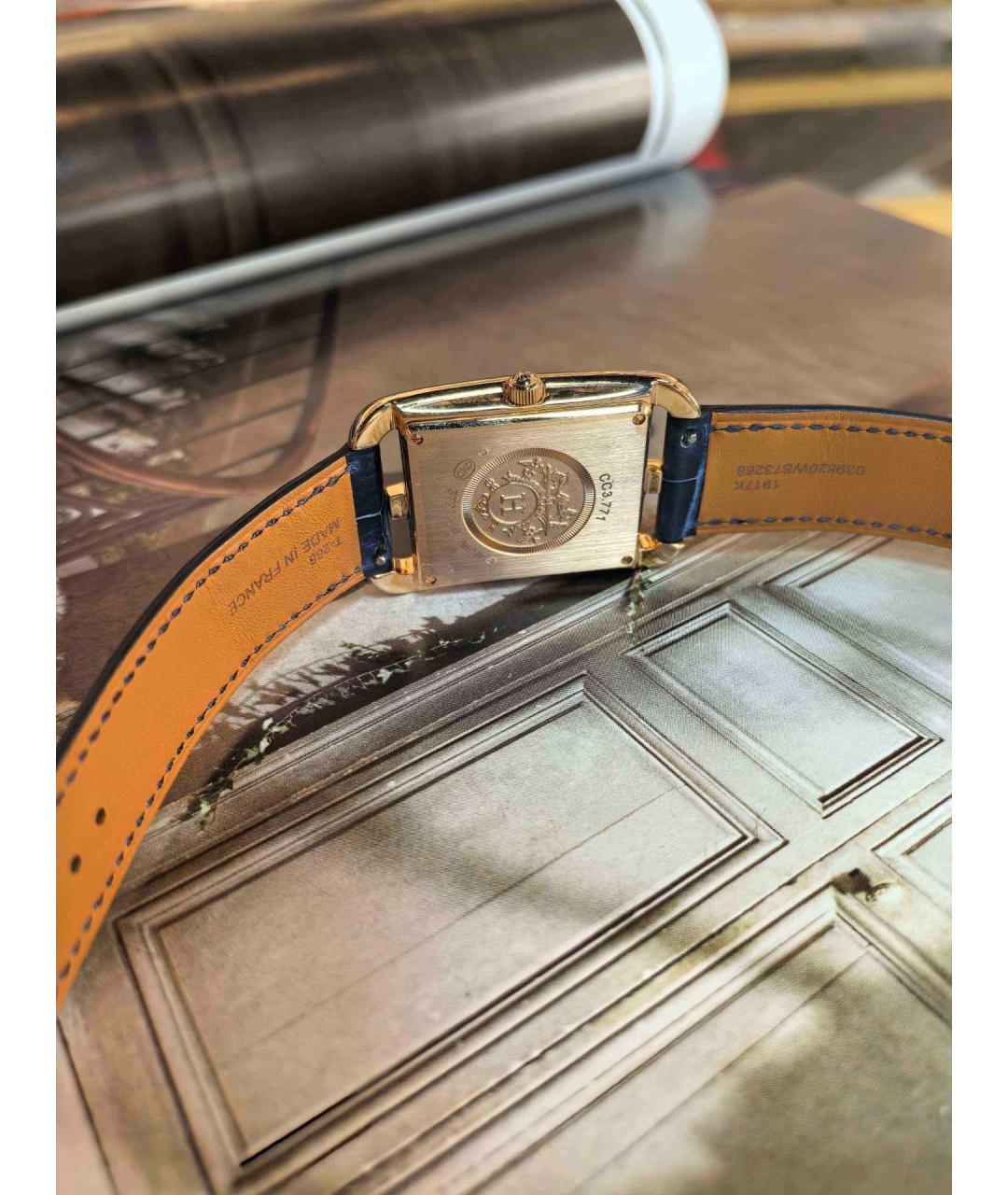 HERMES Голубые часы из розового золота, фото 4